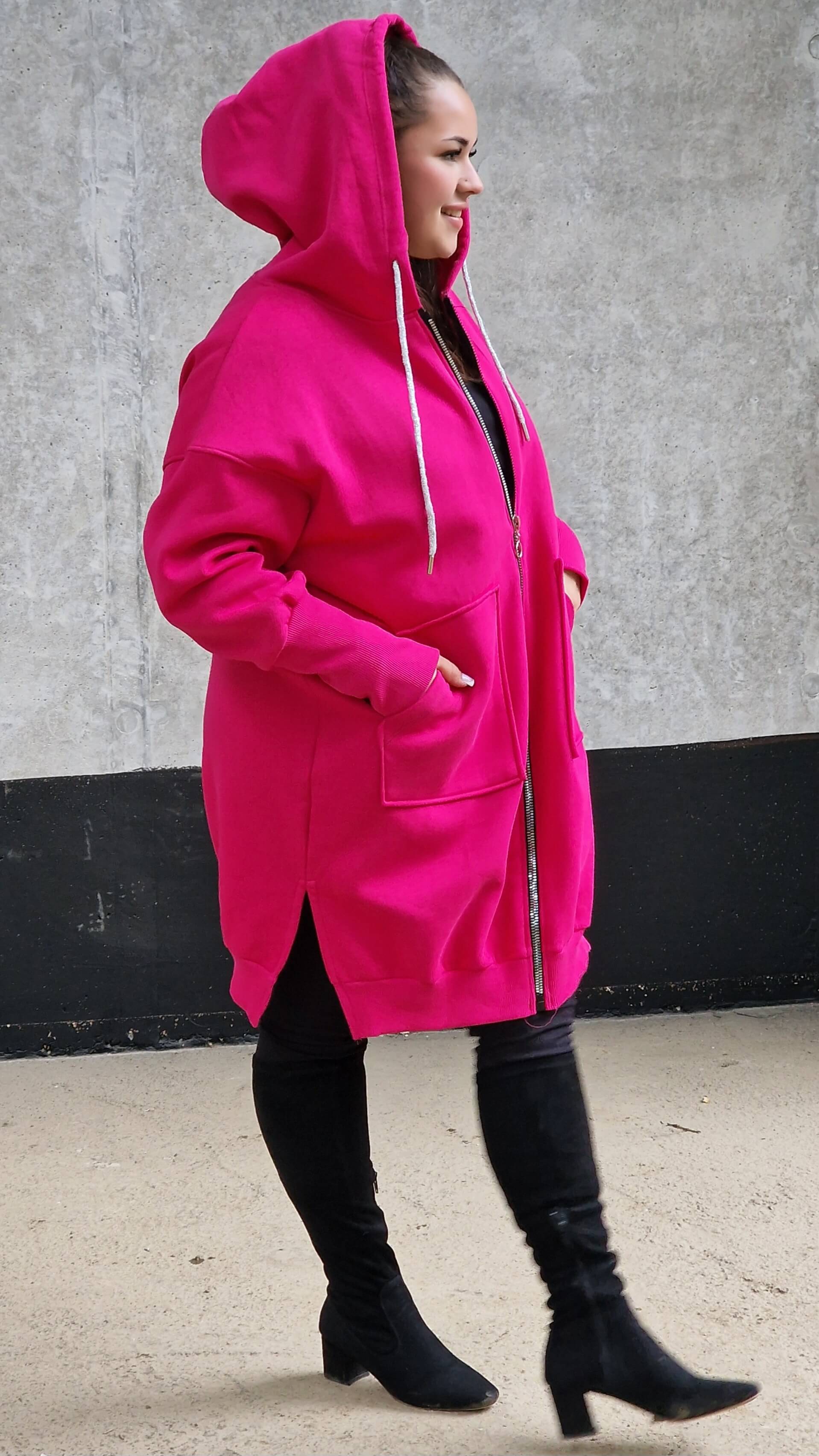 Bluza oversize z kapturem i zamkiem Stylowa XL