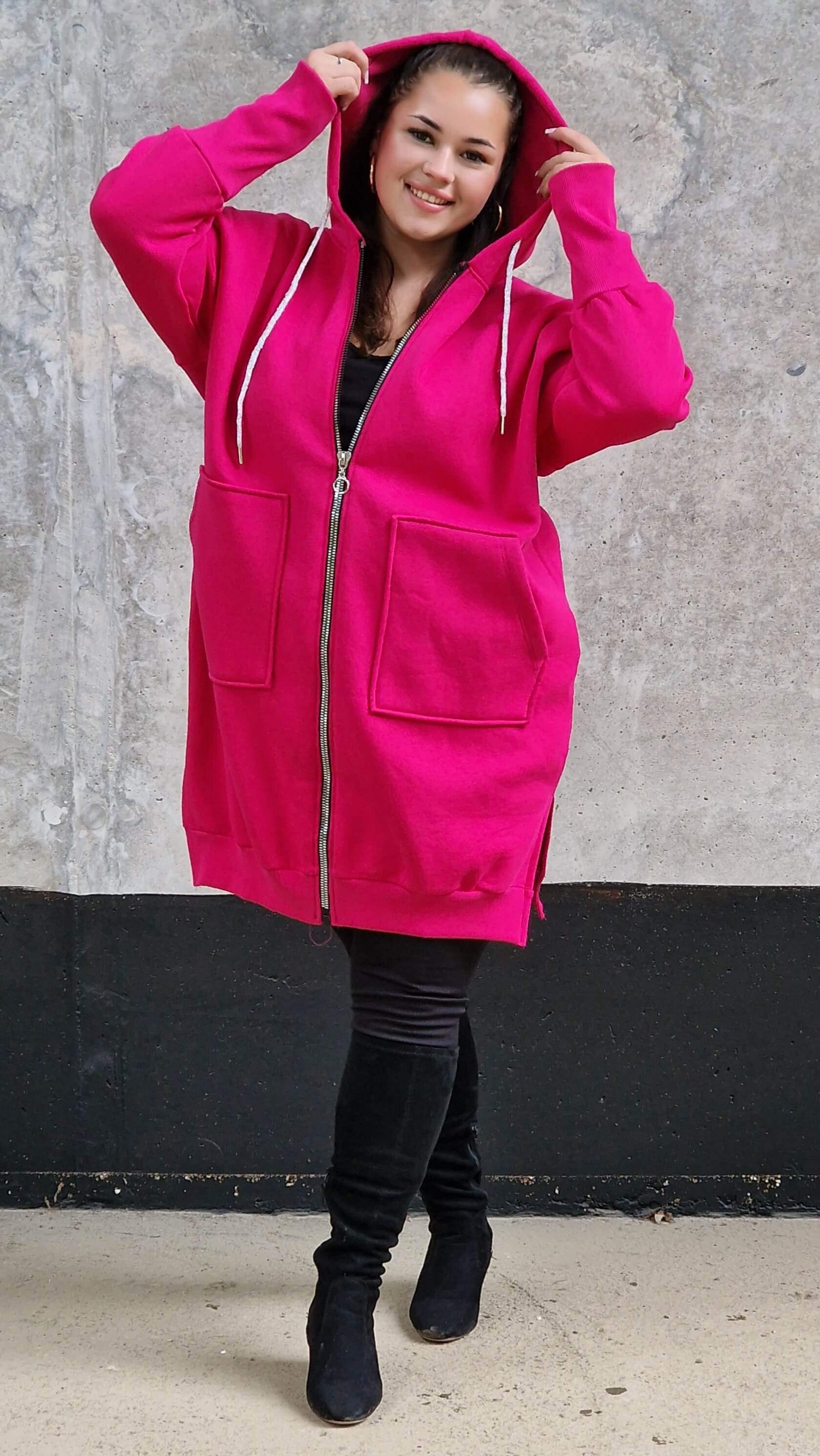 Bluza oversize z kapturem i zamkiem Stylowa XL