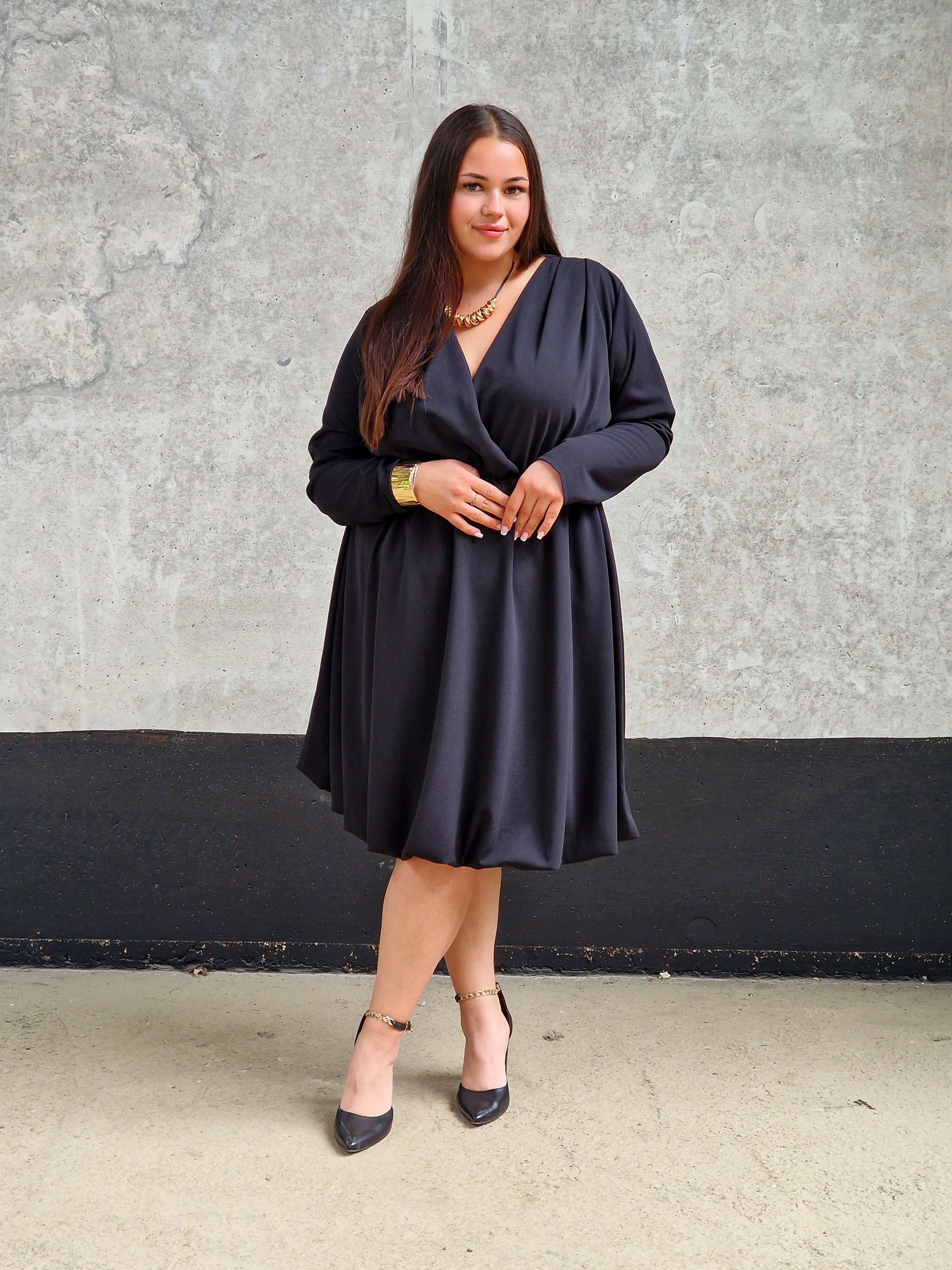 Sukienka kopertowa z efektem bombki Stylowa XL