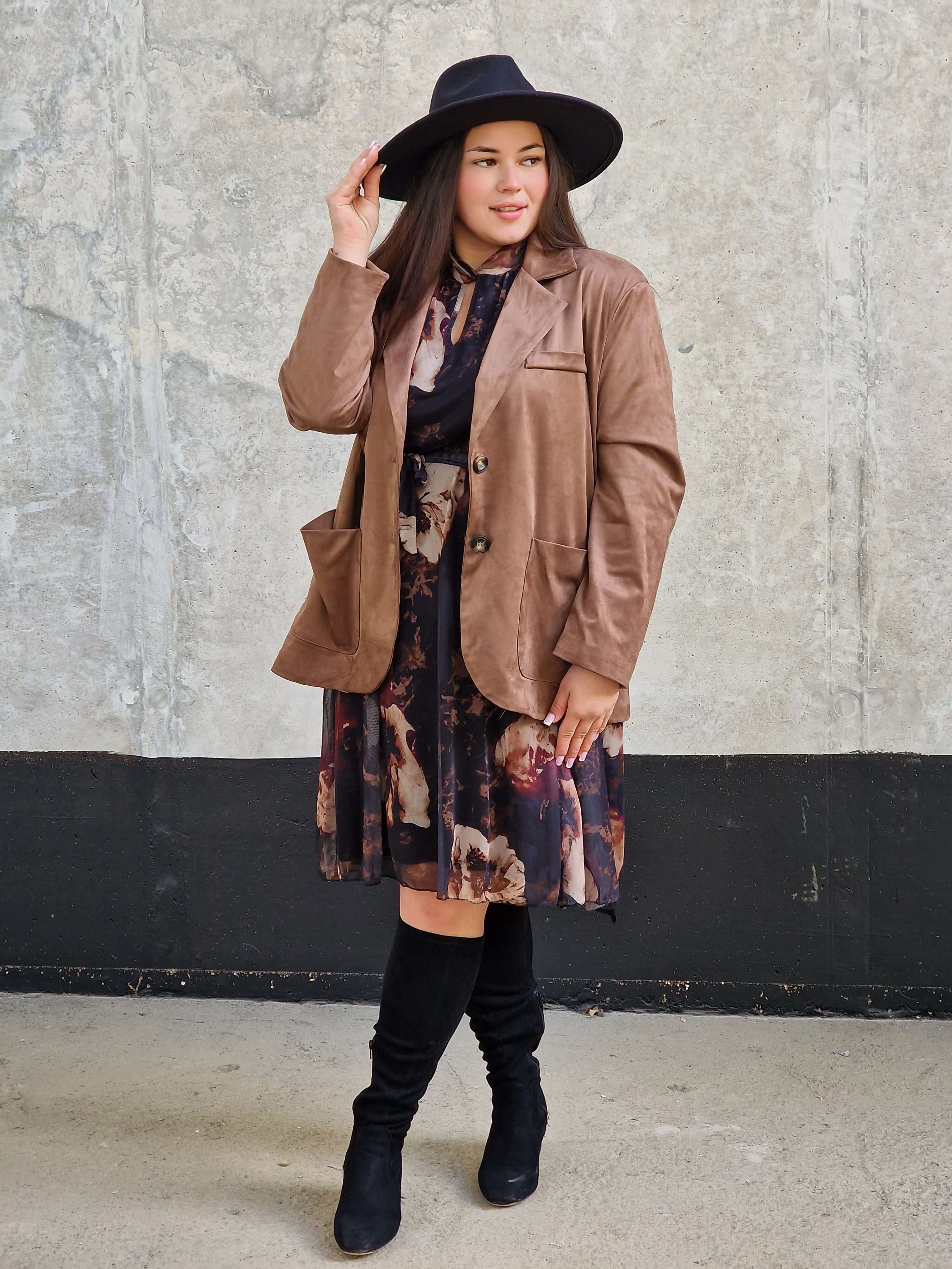 Welurowa marynarka oversize Stylowa XL