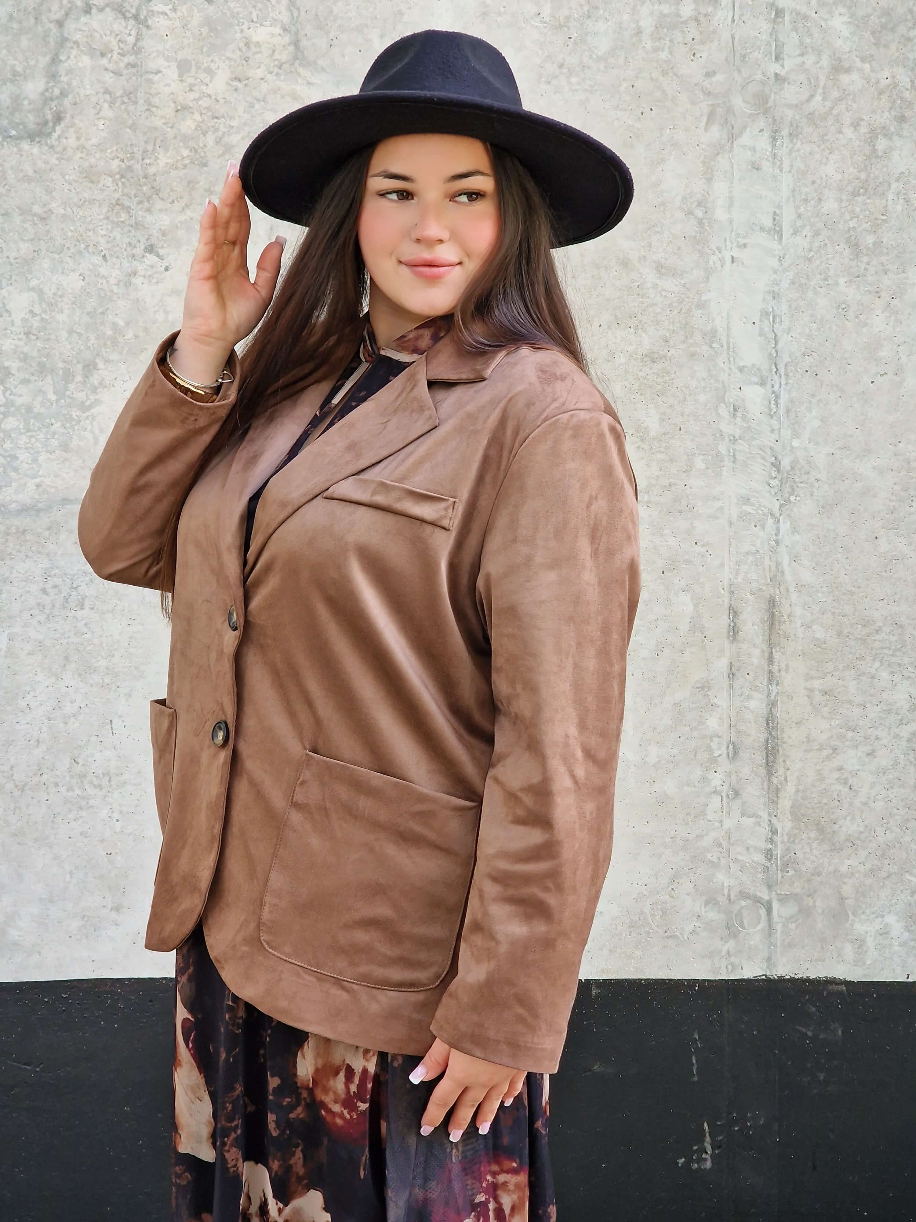 Welurowa marynarka oversize Stylowa XL