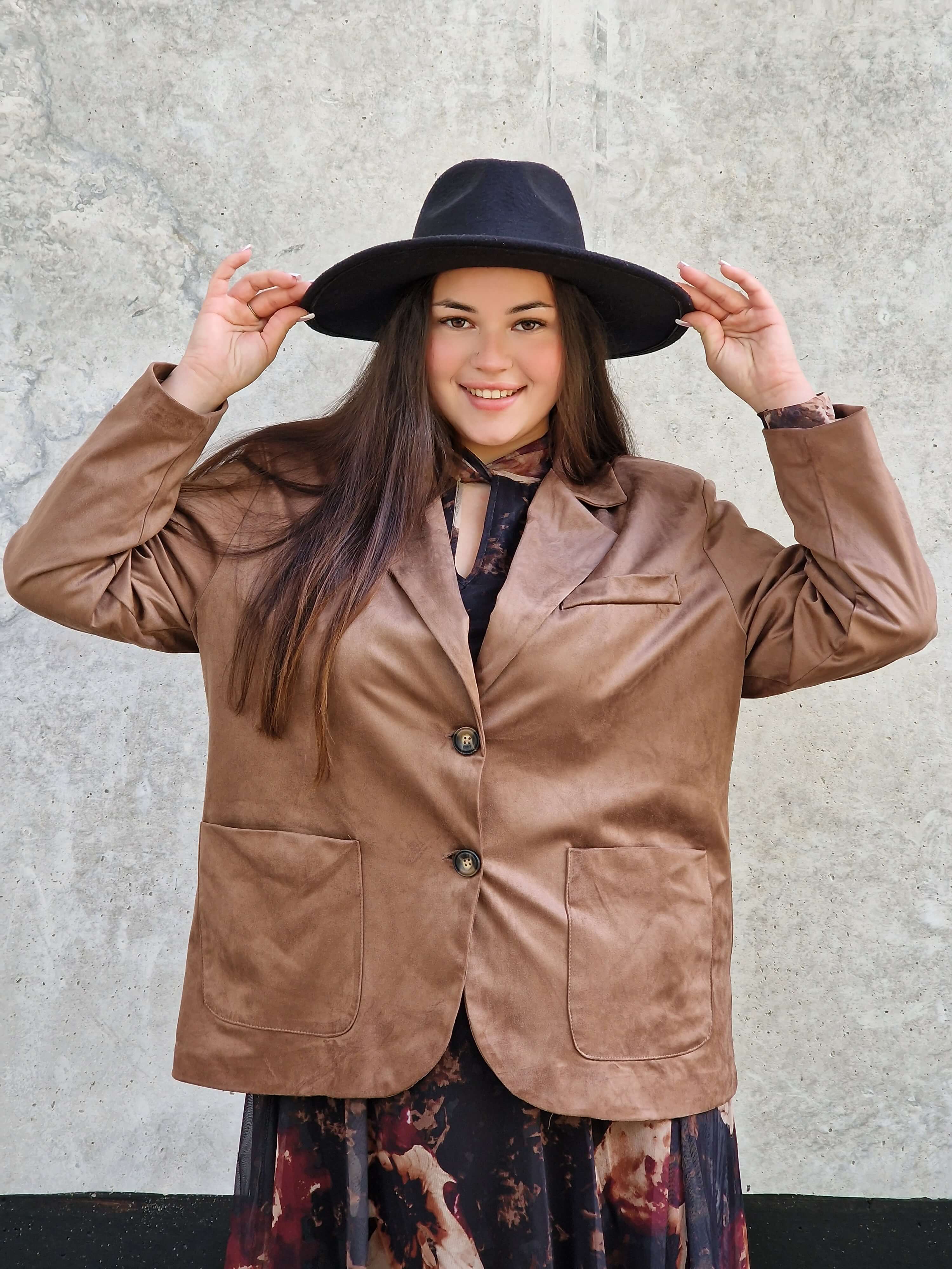 Welurowa marynarka oversize Stylowa XL