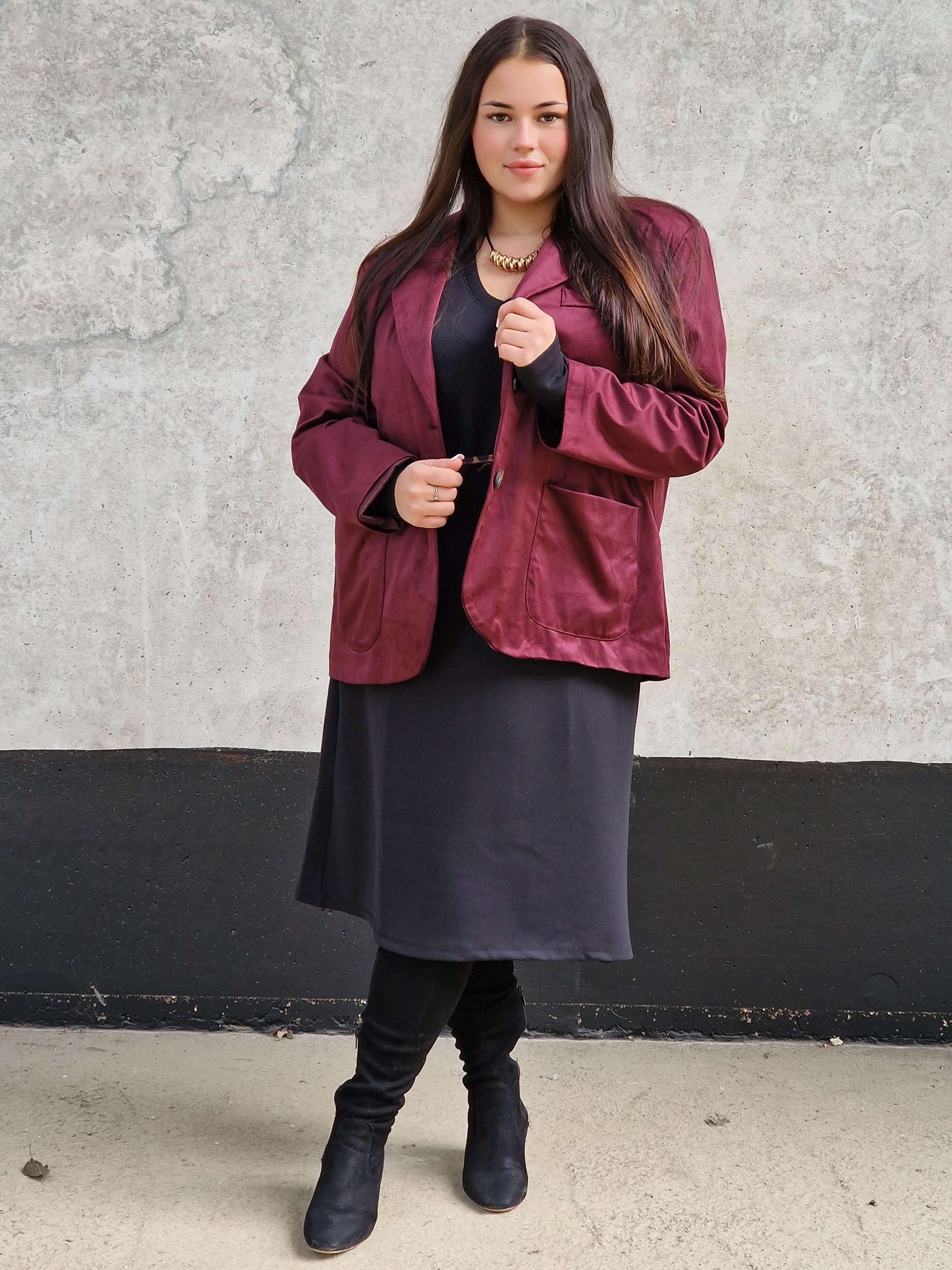 Welurowa marynarka oversize Stylowa XL