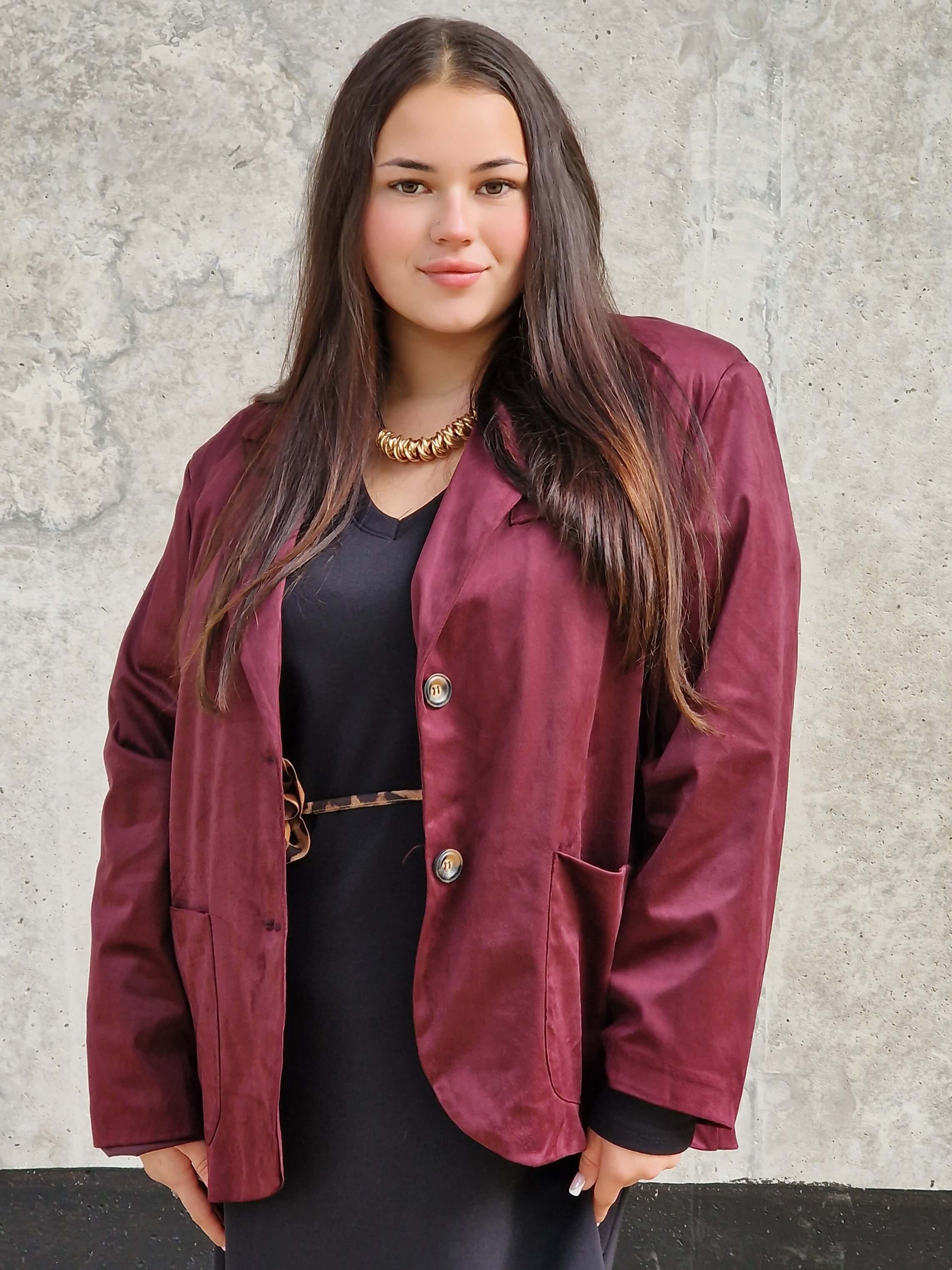 Welurowa marynarka oversize Stylowa XL