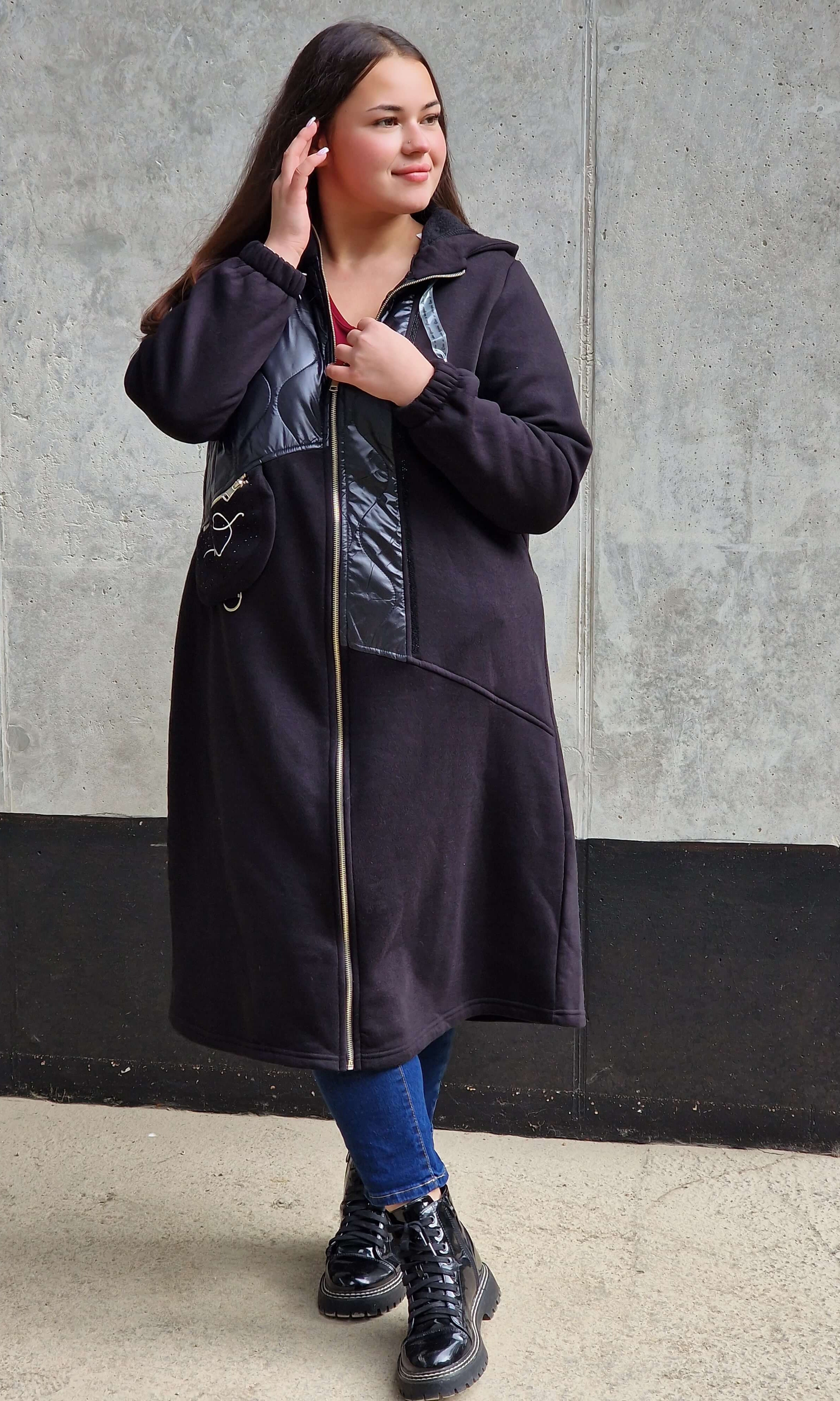 Długa bluza z kapturem i suwakiem Stylowa XL