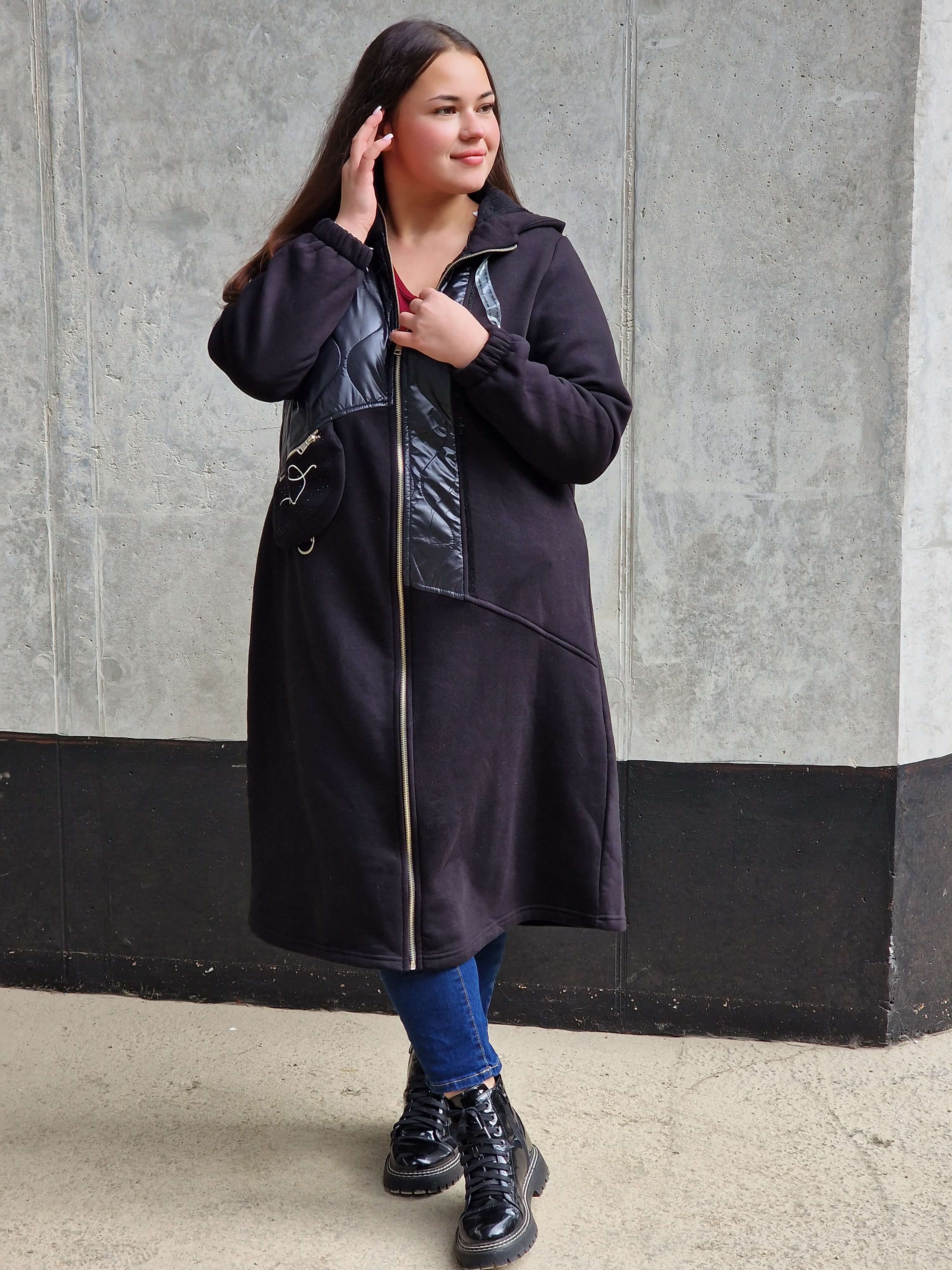 Długa bluza z kapturem i suwakiem Stylowa XL