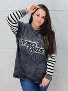 Bluza oversize z nadrukiem i zdobieniami Stylowa XL