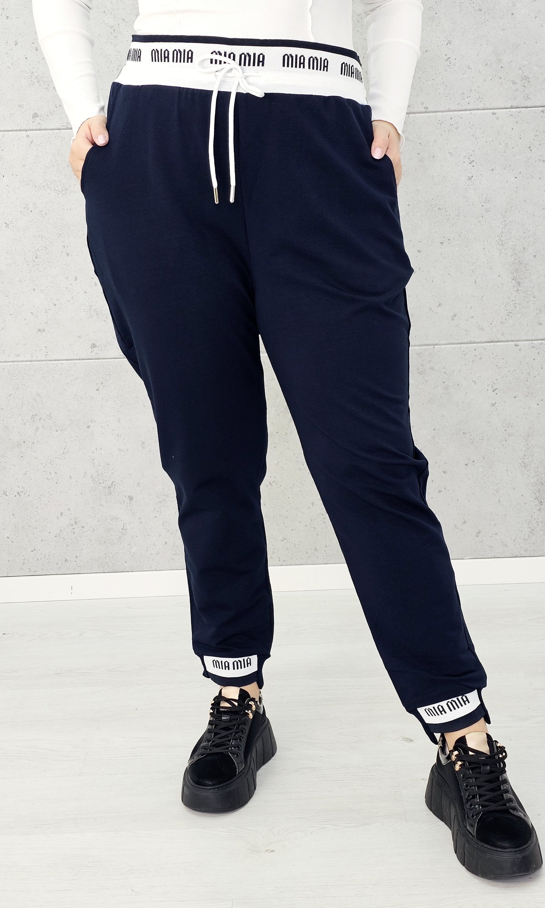 Sportowe spodnie z logowaną gumką Stylowa XL