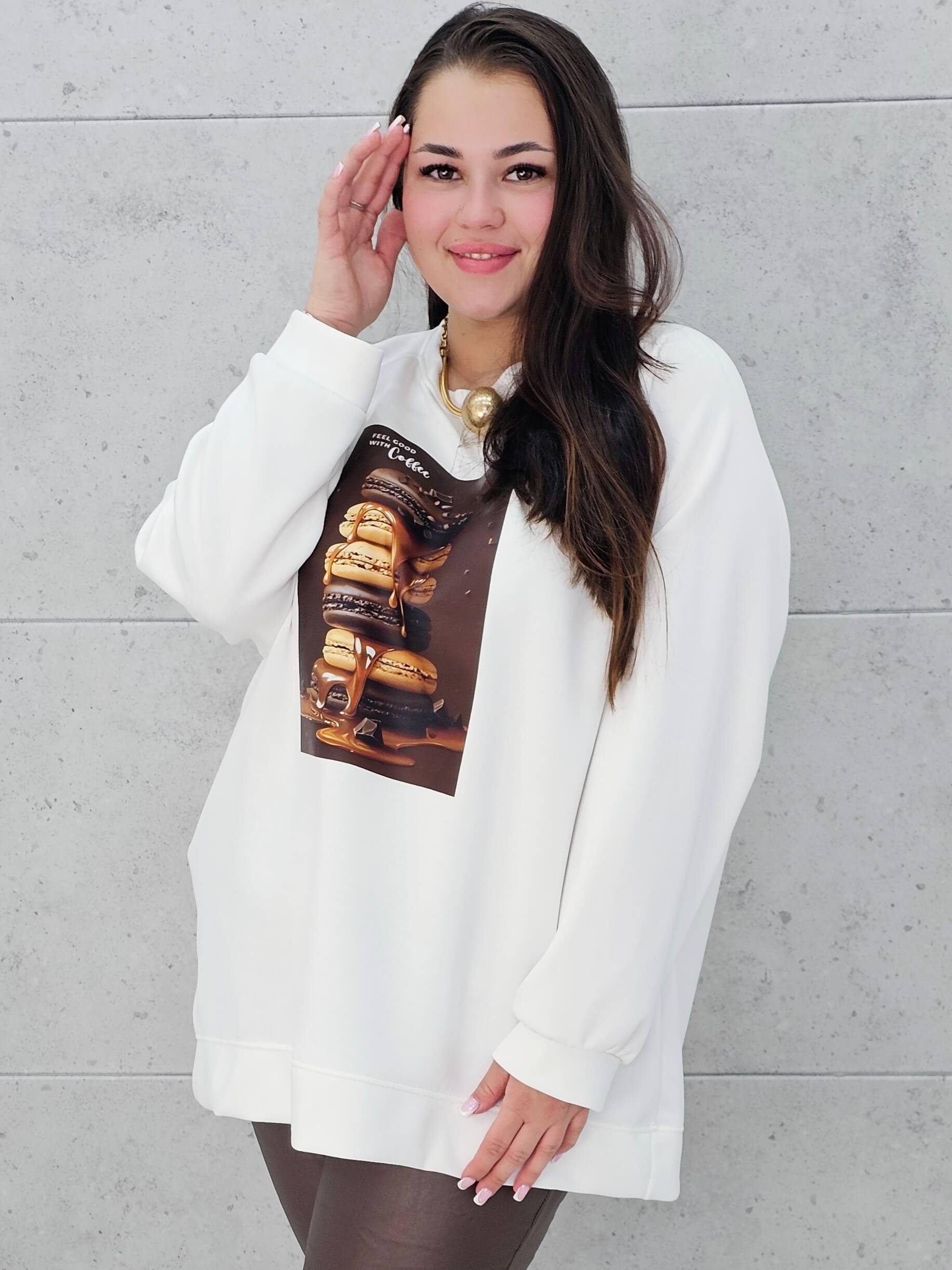 Biała bluza plus size z nadrukiem – modna bluza damska z motywem słodkości Stylowa XL
