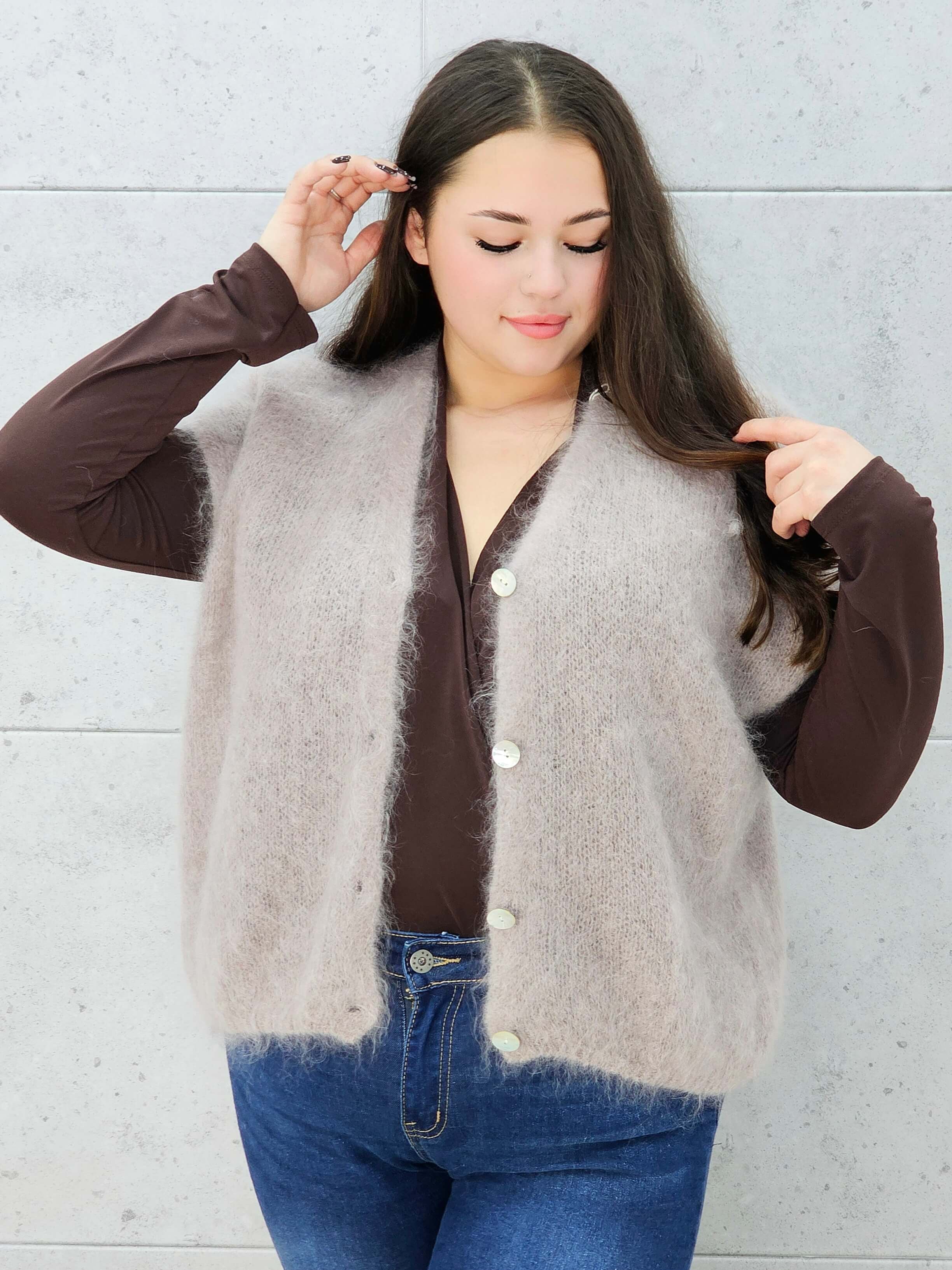 Kamizelka StylowaXL z miękkiego moheru – ciepła i puszysta kamizelka plus size Stylowa XL