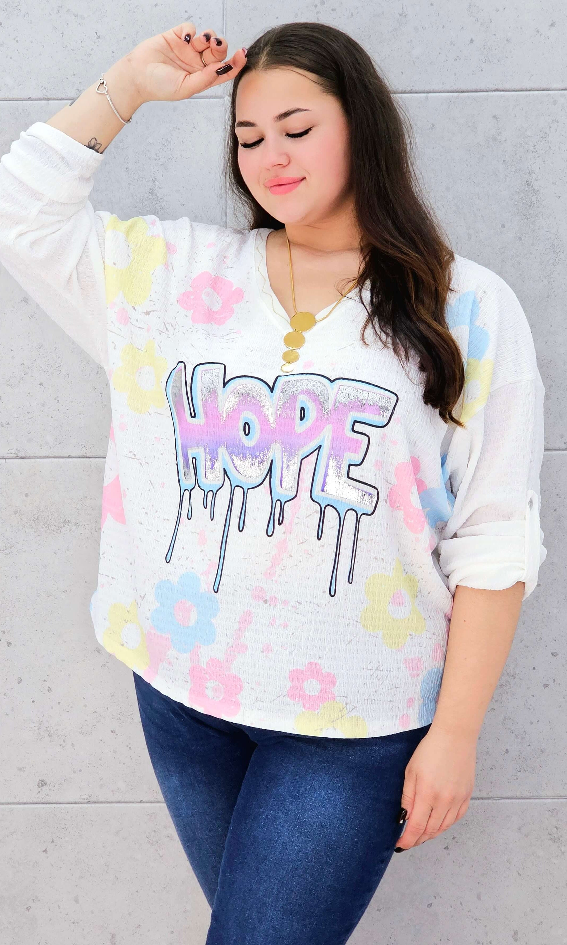 Bluzka muślinowa z aplikacją na przodzie Stylowa XL