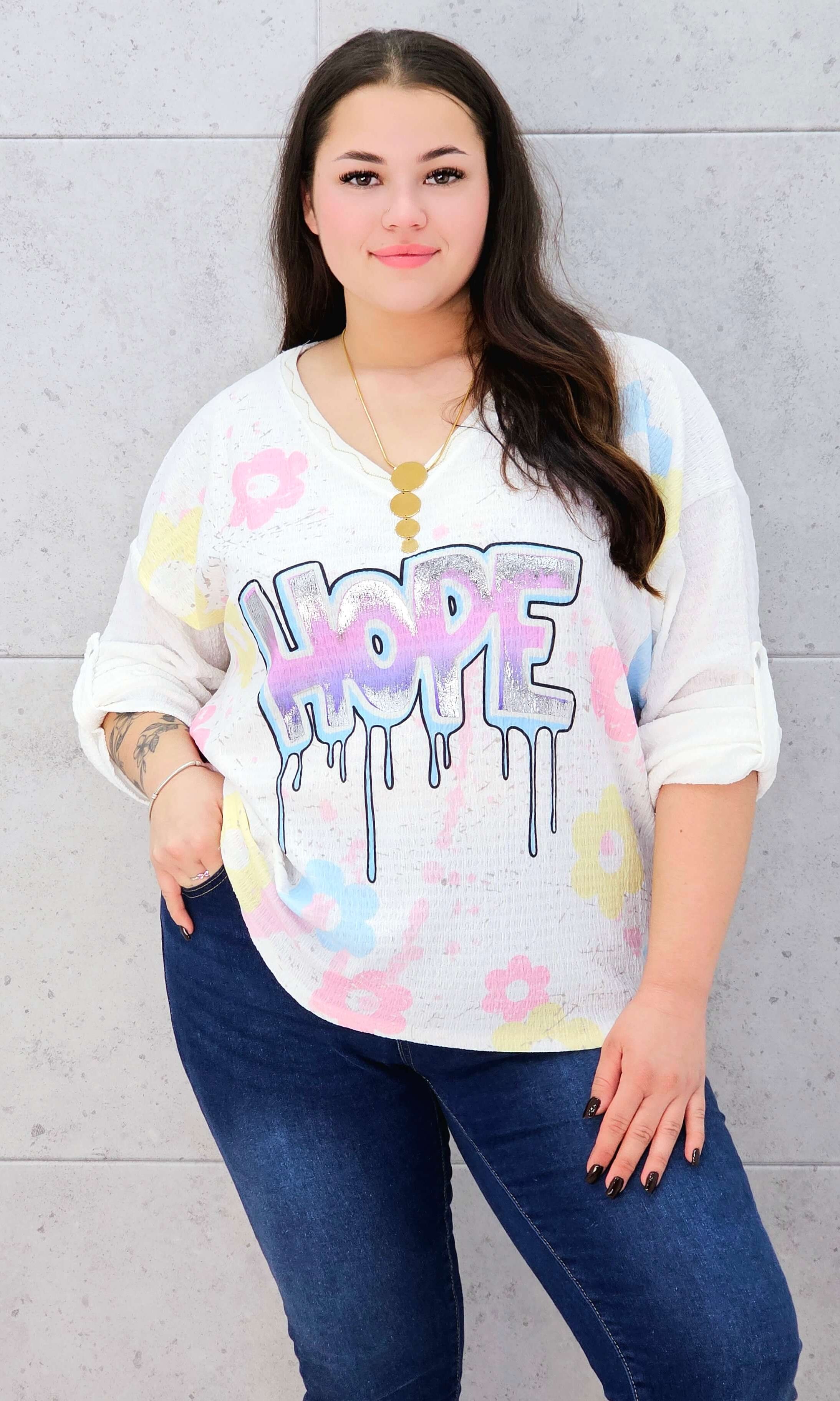 Bluzka muślinowa z aplikacją na przodzie Stylowa XL