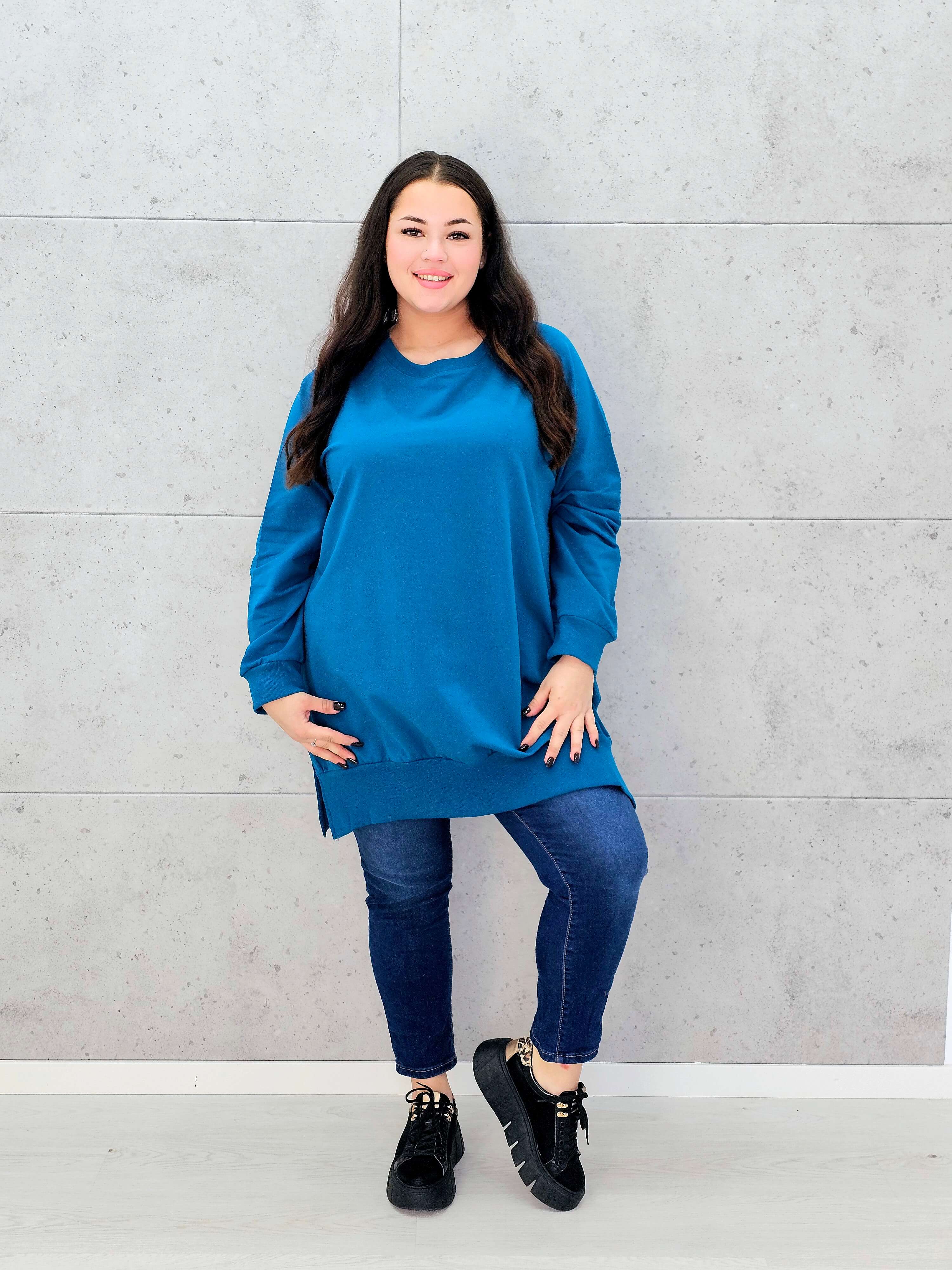 Bluza oversize z rozcięciami po bokach Stylowa XL