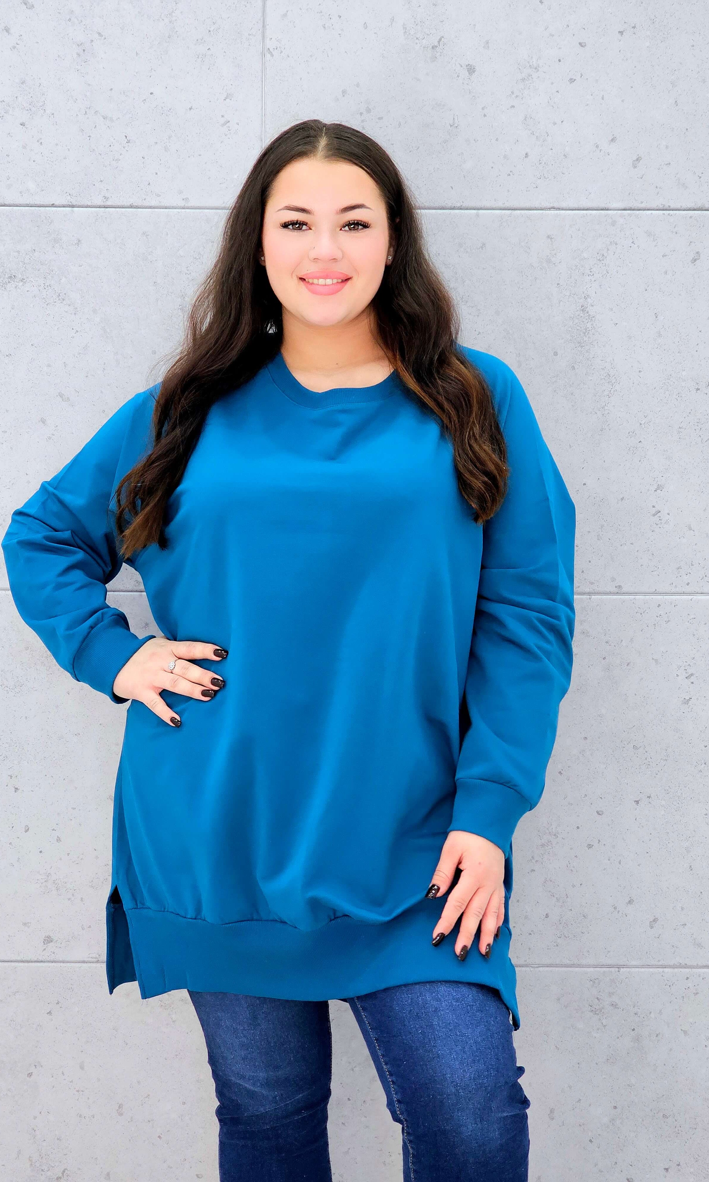 Bluza oversize z rozcięciami po bokach Stylowa XL