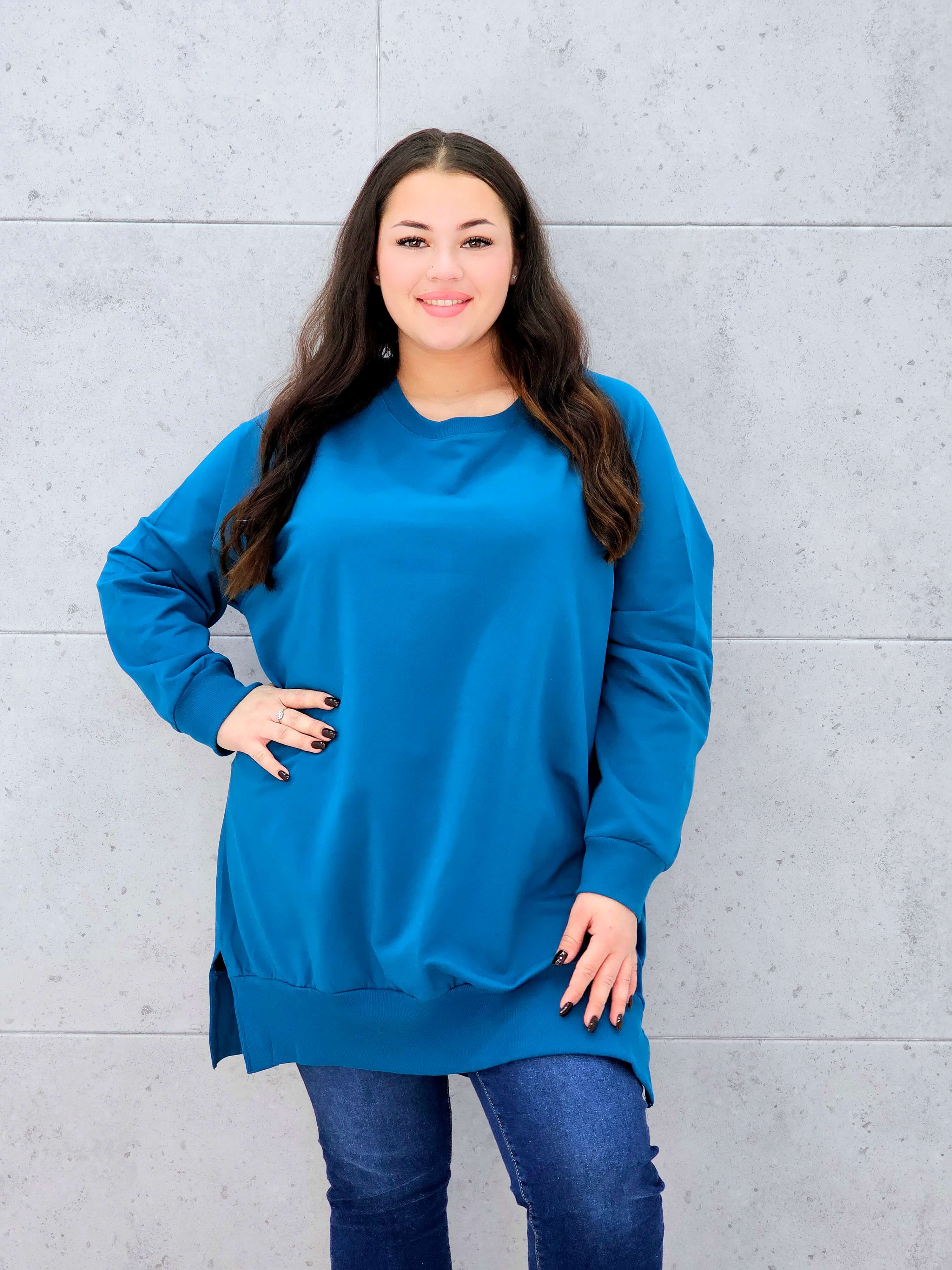 Bluza oversize z rozcięciami po bokach Stylowa XL