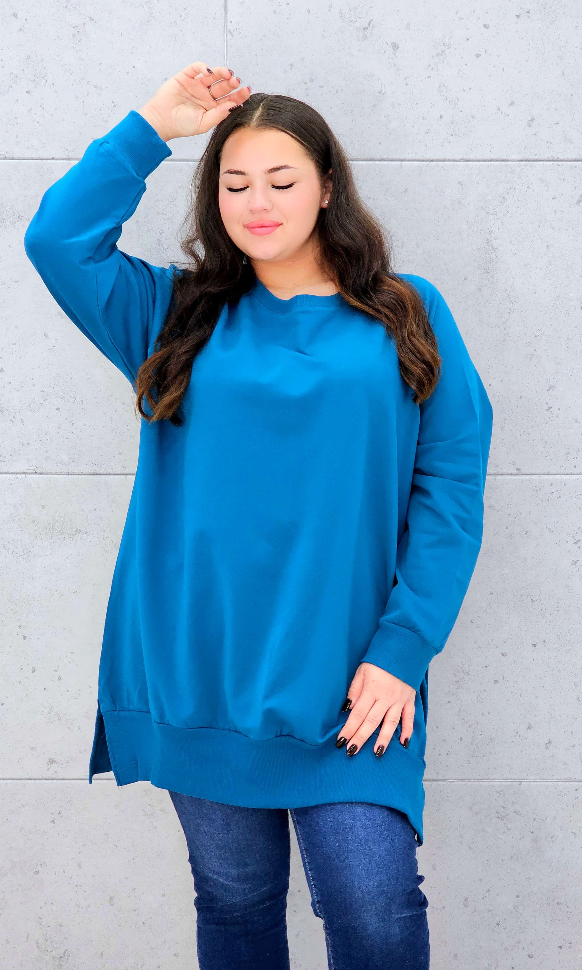 Bluza oversize z rozcięciami po bokach Stylowa XL