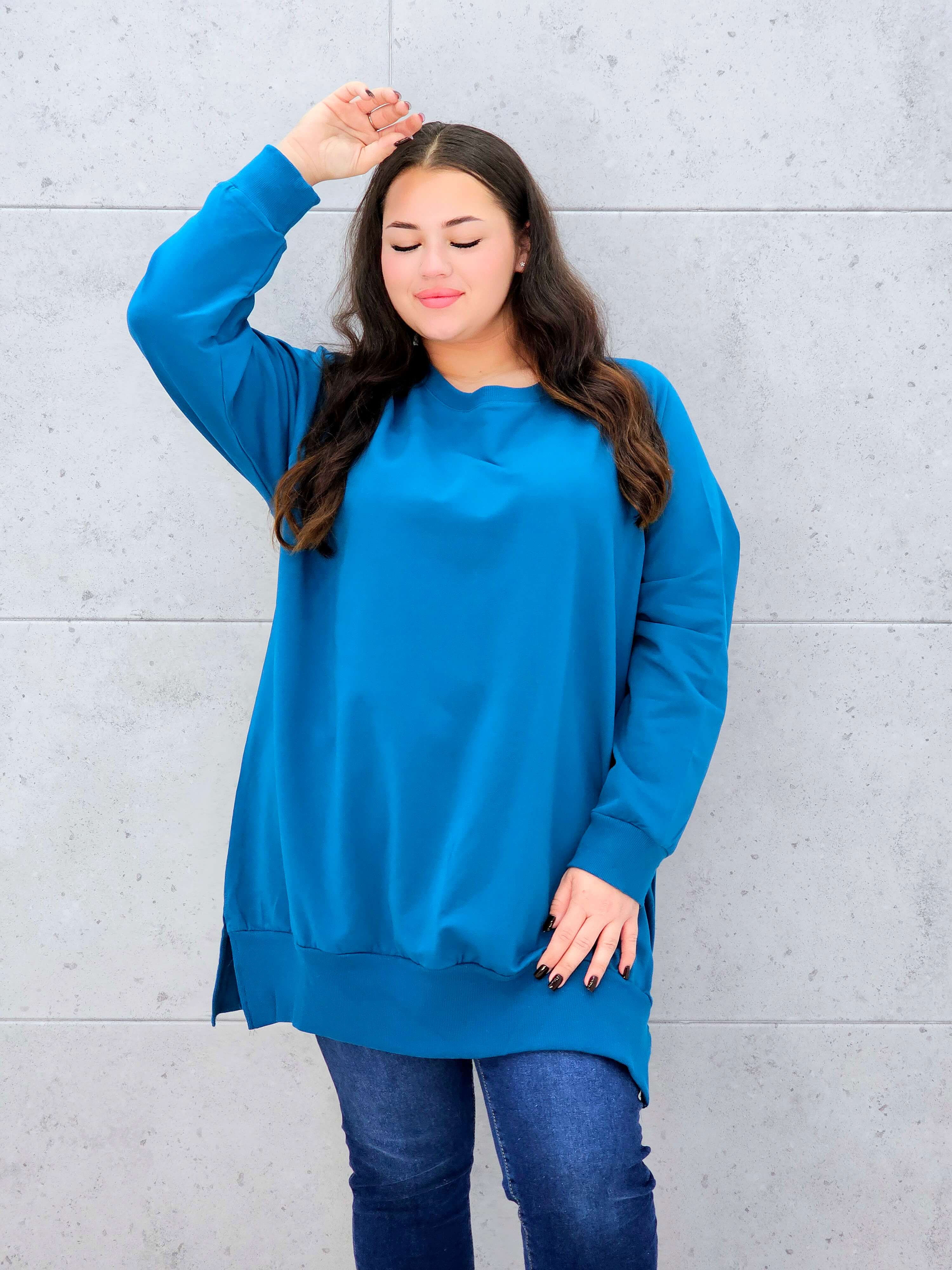 Bluza oversize z rozcięciami po bokach Stylowa XL