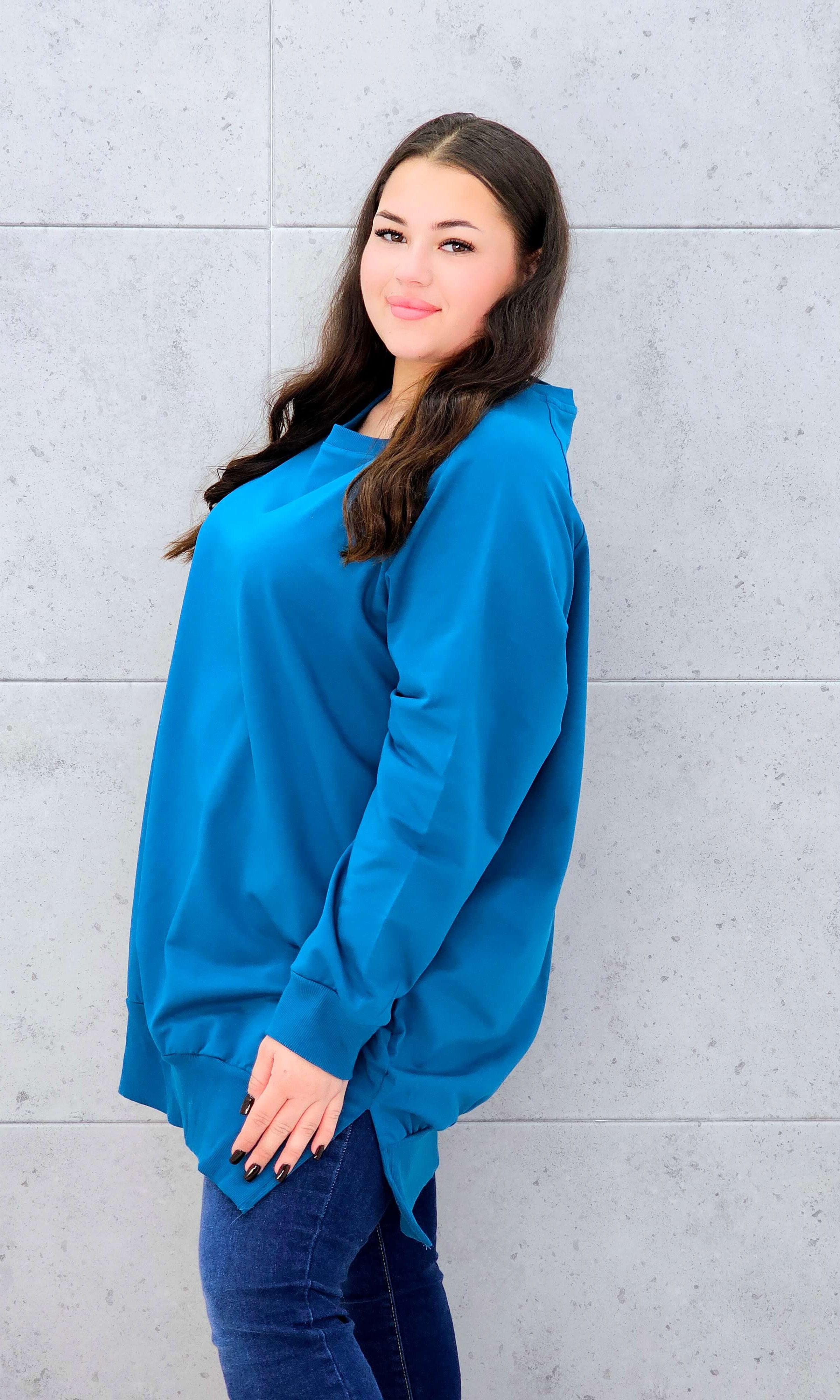 Bluza oversize z rozcięciami po bokach Stylowa XL