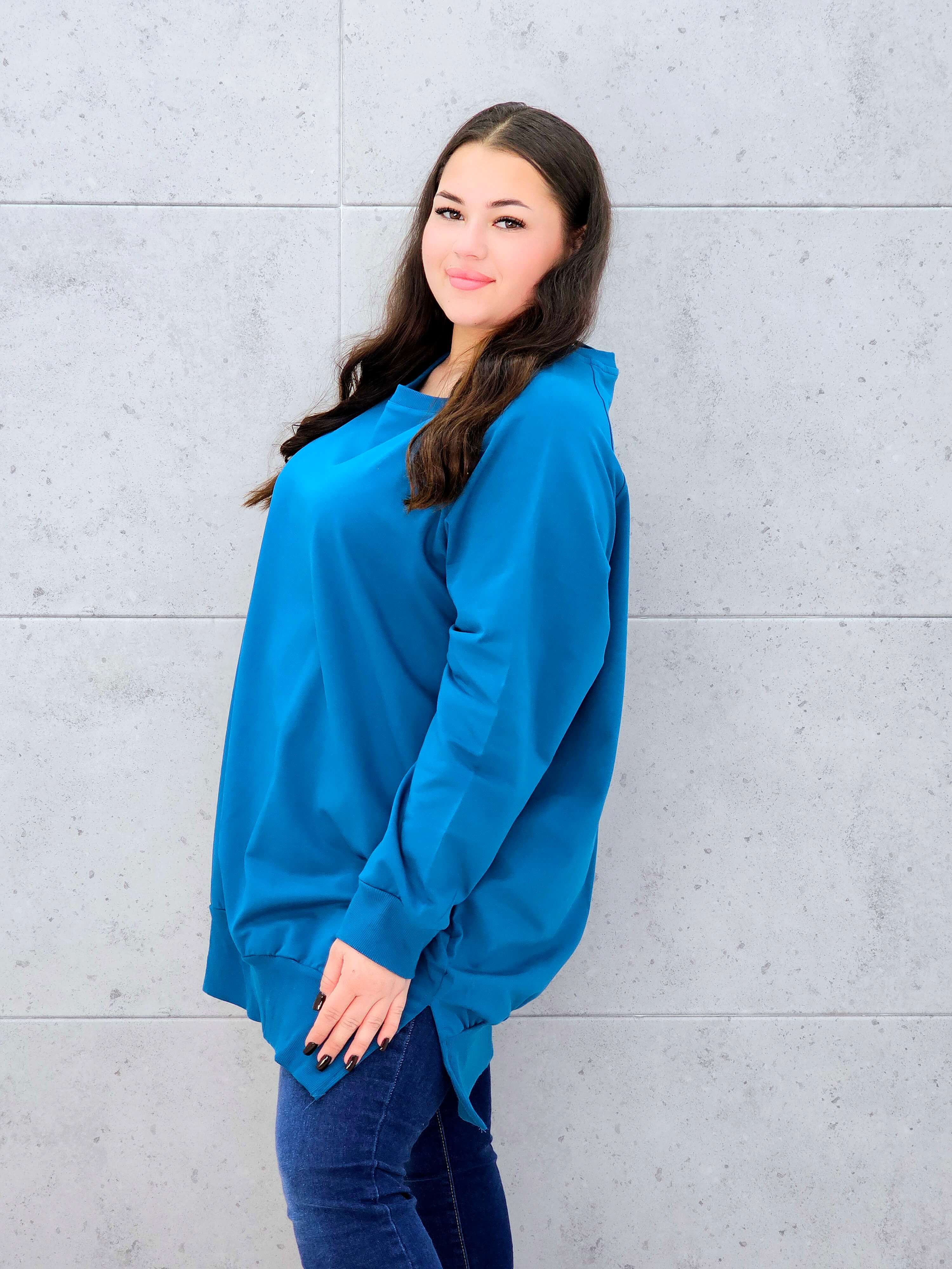 Bluza oversize z rozcięciami po bokach Stylowa XL