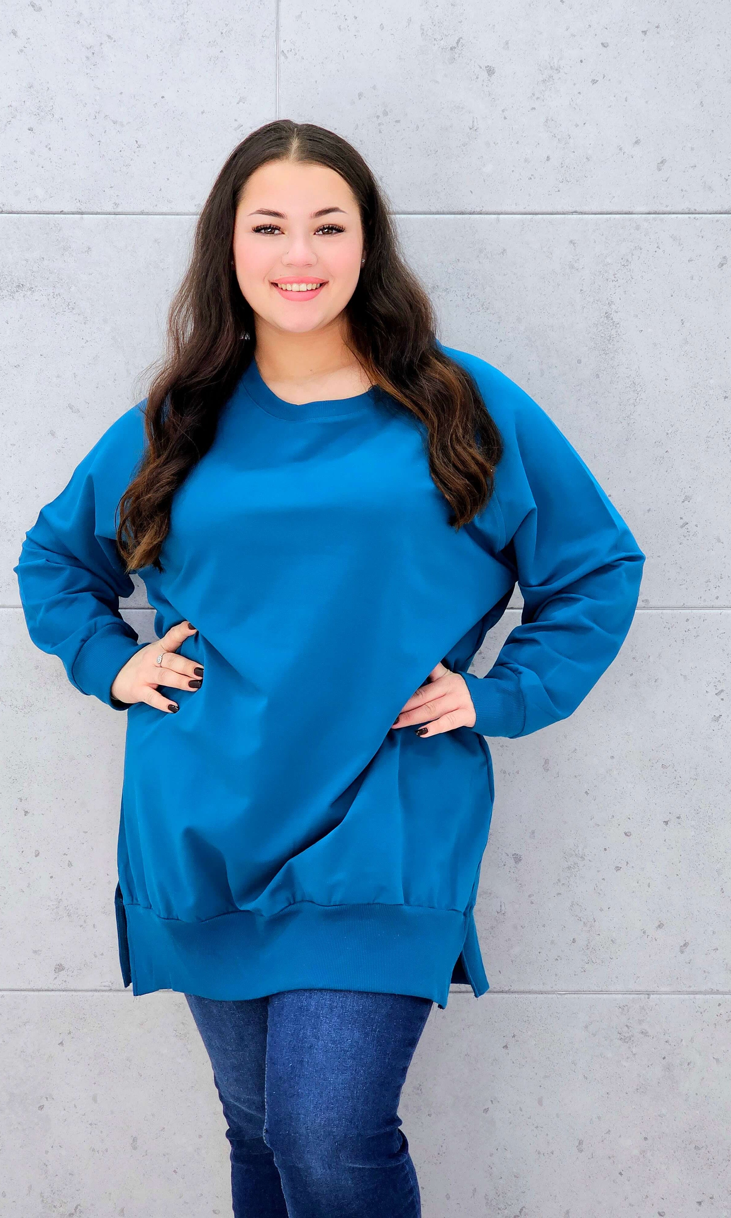 Bluza oversize z rozcięciami po bokach Stylowa XL