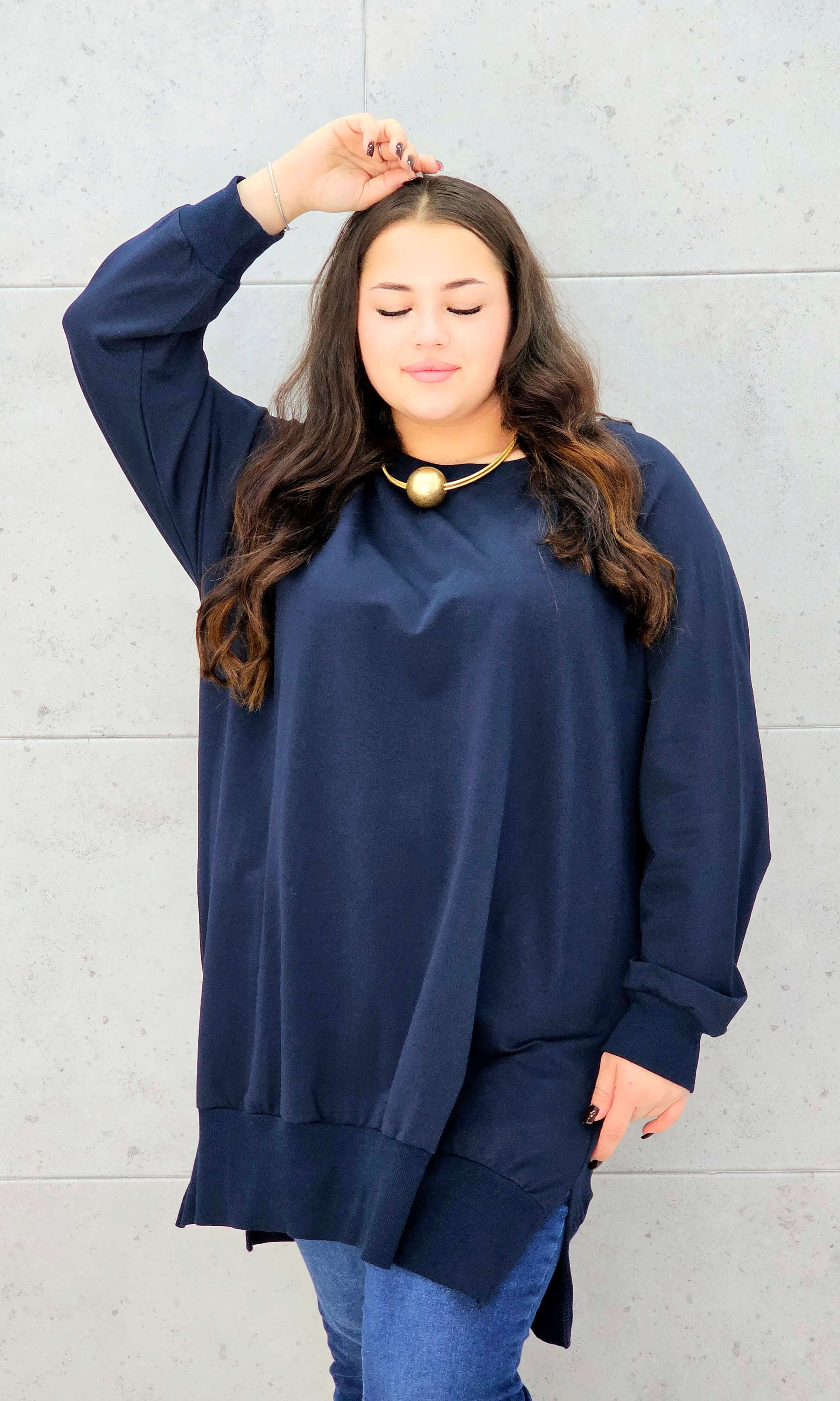 Bluza oversize z rozcięciami po bokach Stylowa XL