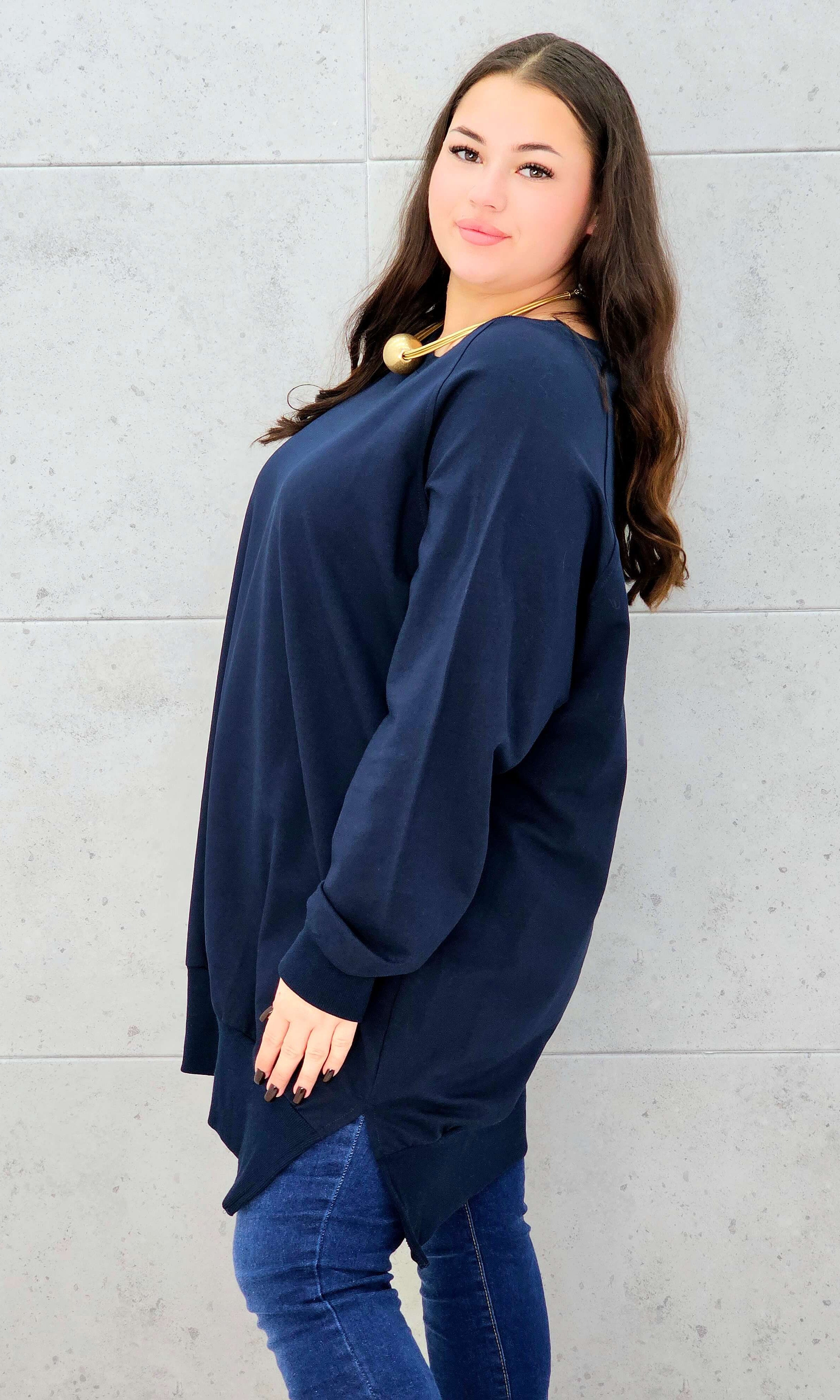 Bluza oversize z rozcięciami po bokach Stylowa XL