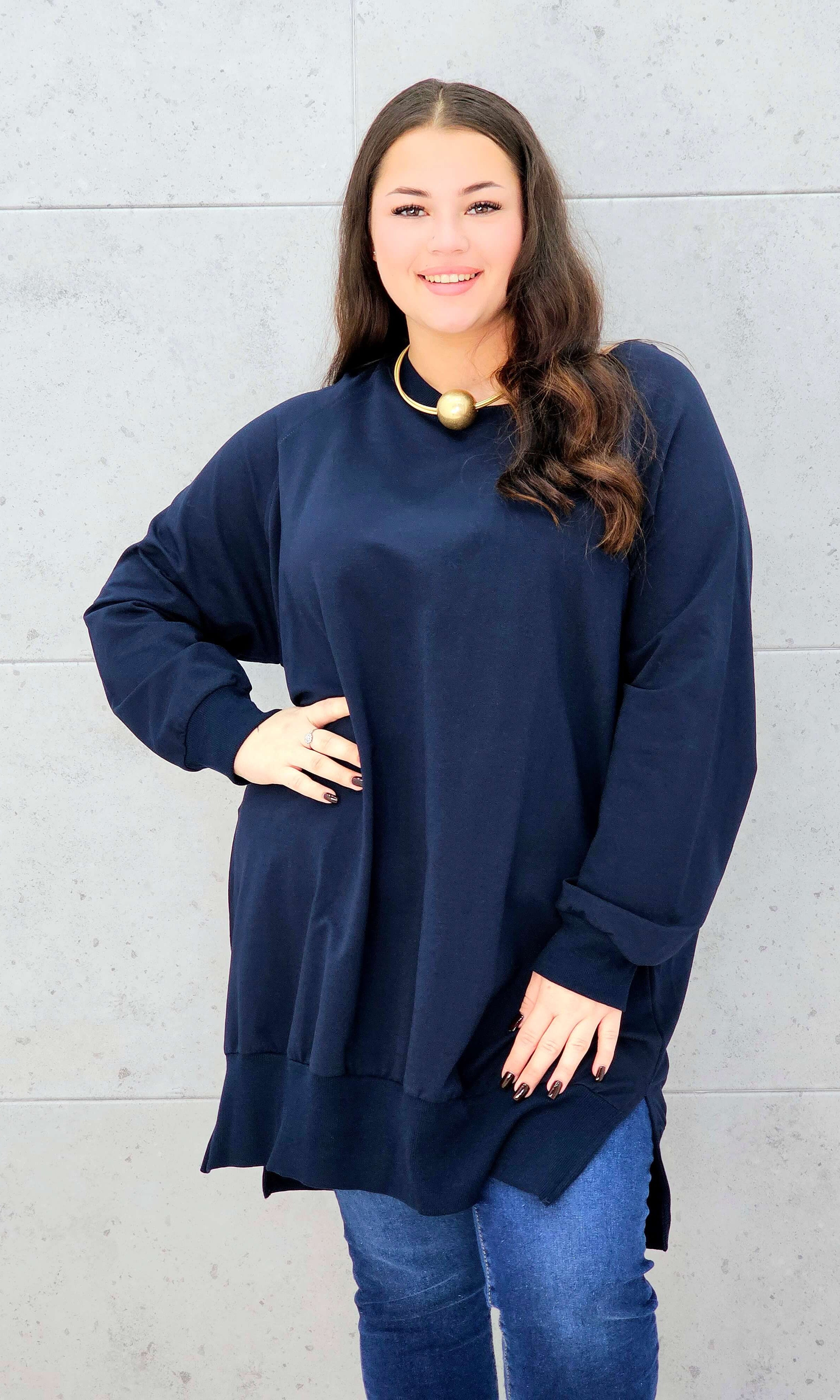 Bluza oversize z rozcięciami po bokach Stylowa XL