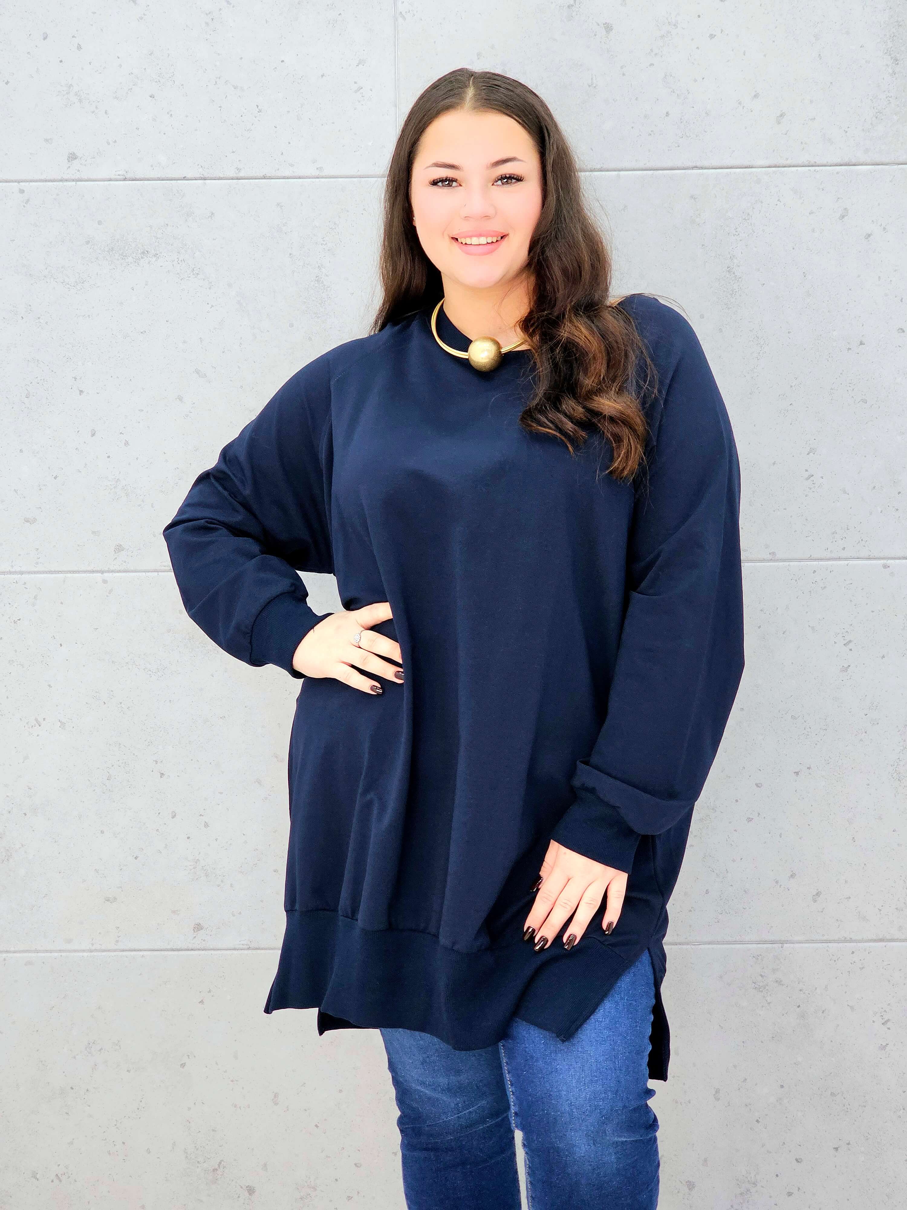 Bluza oversize z rozcięciami po bokach Stylowa XL