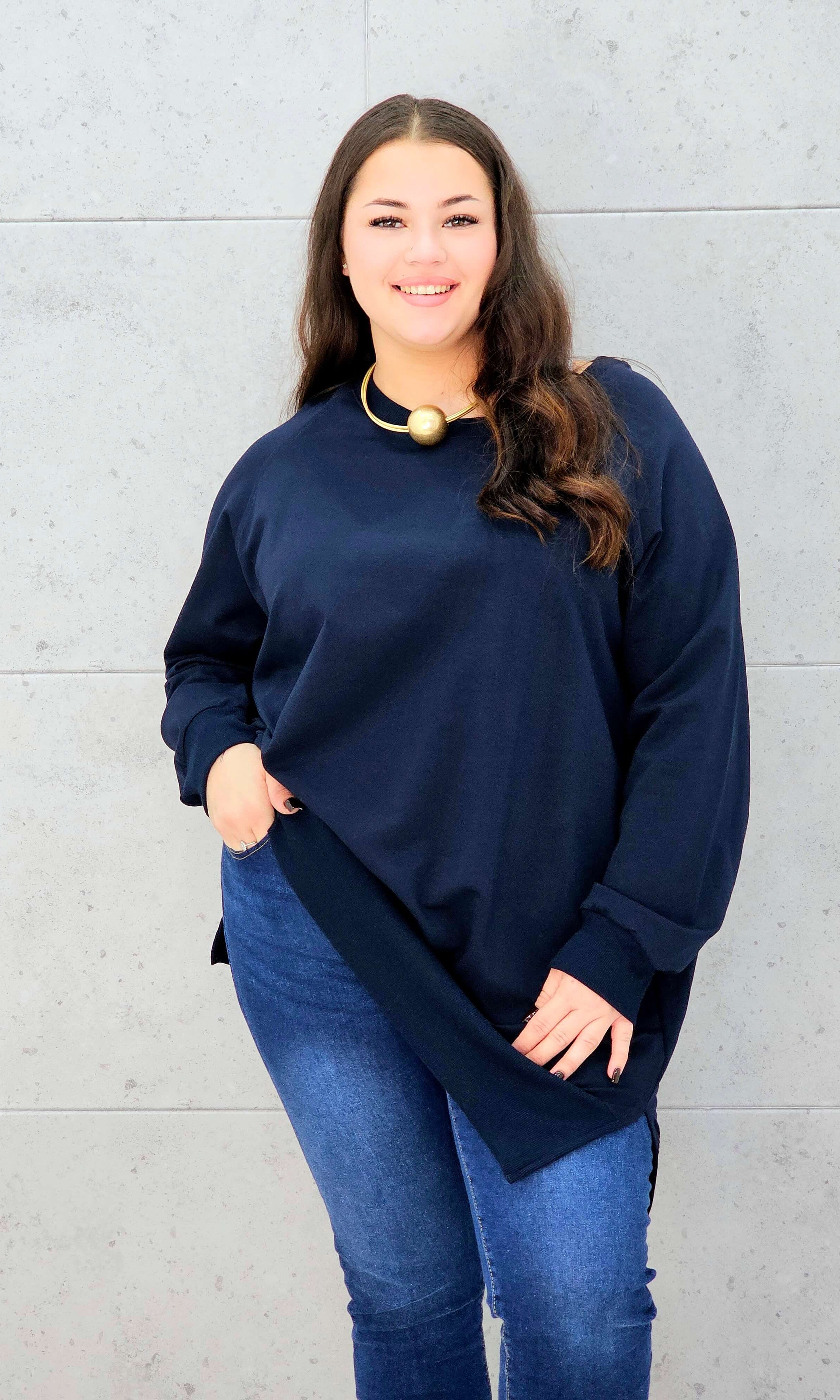 Bluza oversize z rozcięciami po bokach Stylowa XL