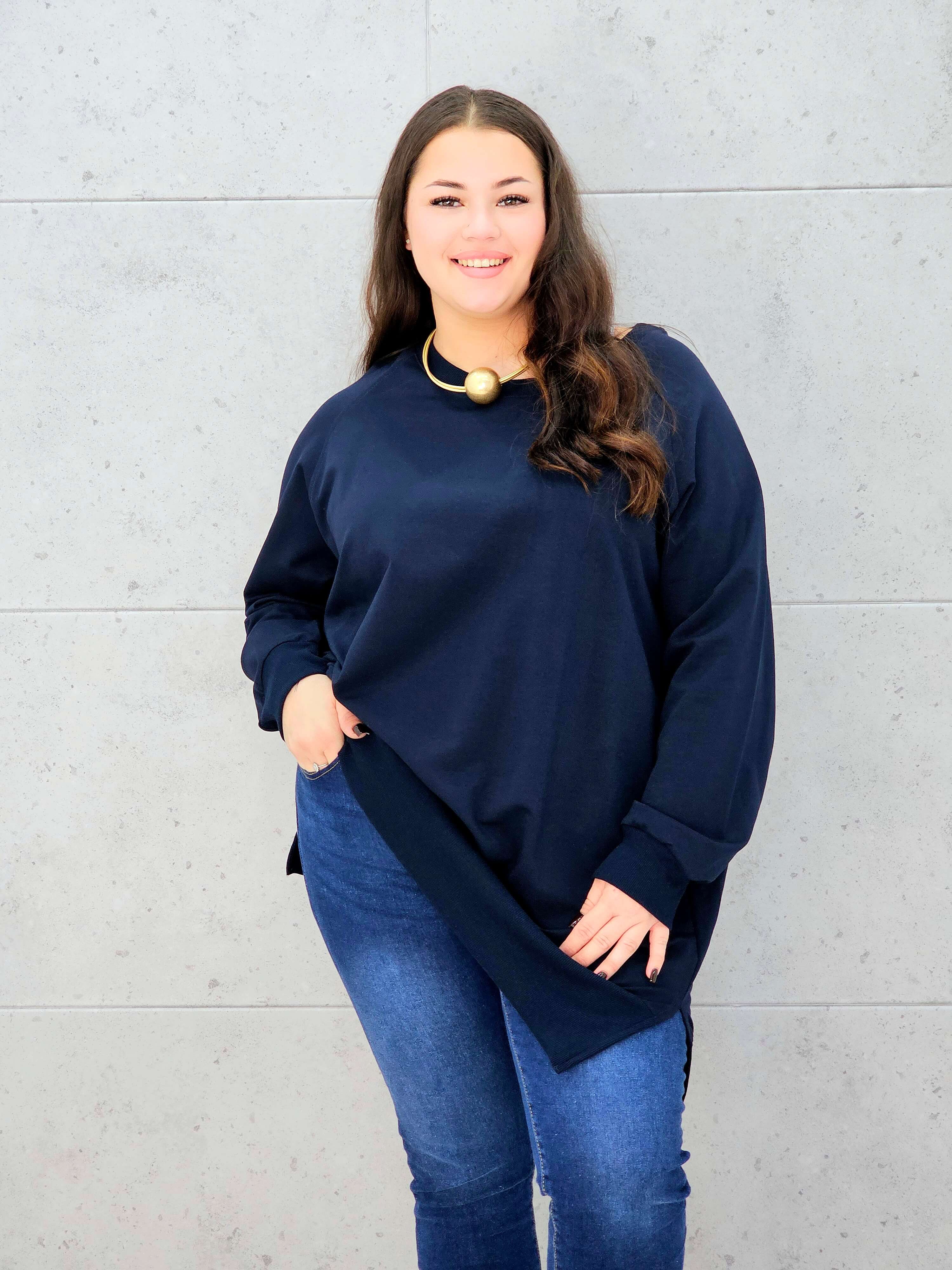 Bluza oversize z rozcięciami po bokach Stylowa XL