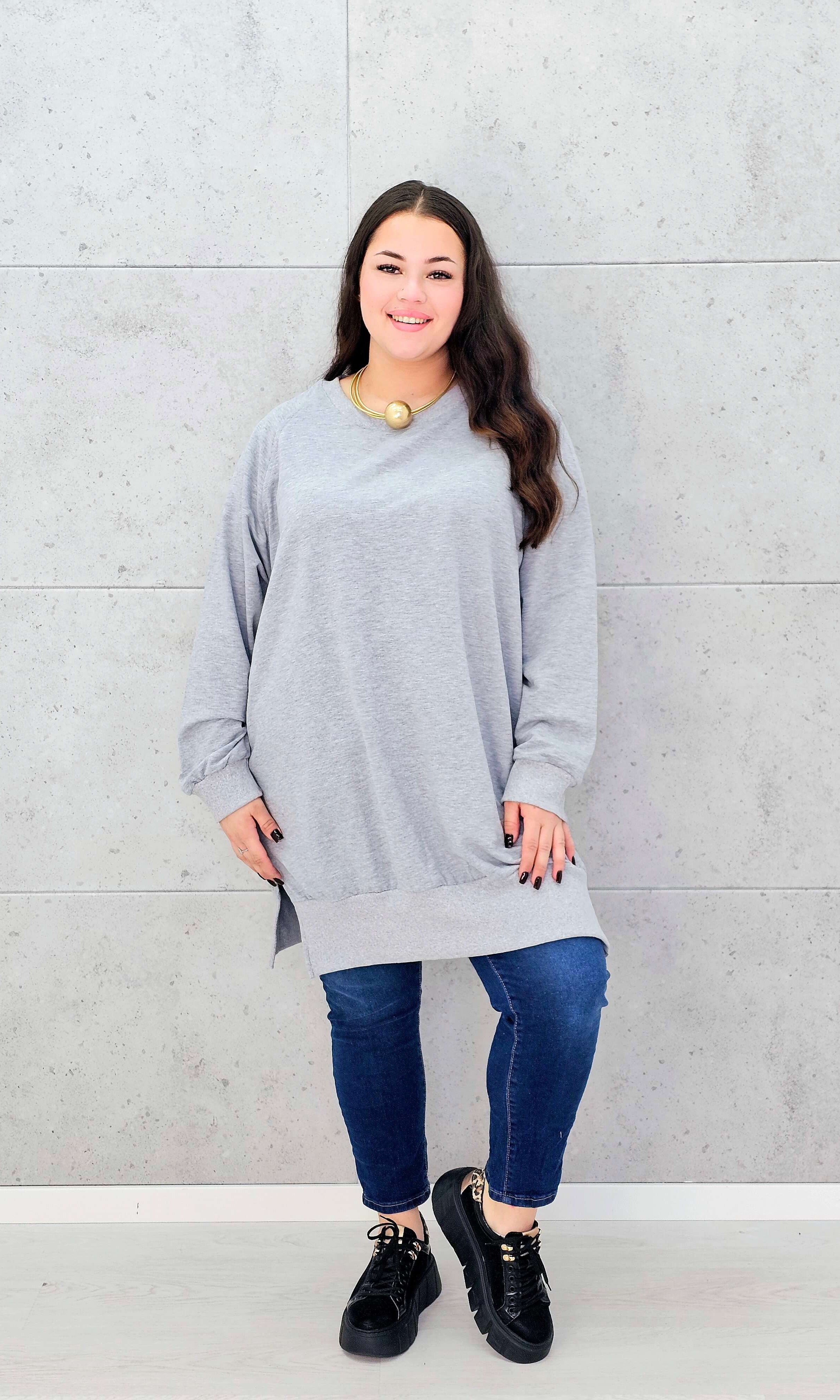 Bluza oversize z rozcięciami po bokach Stylowa XL