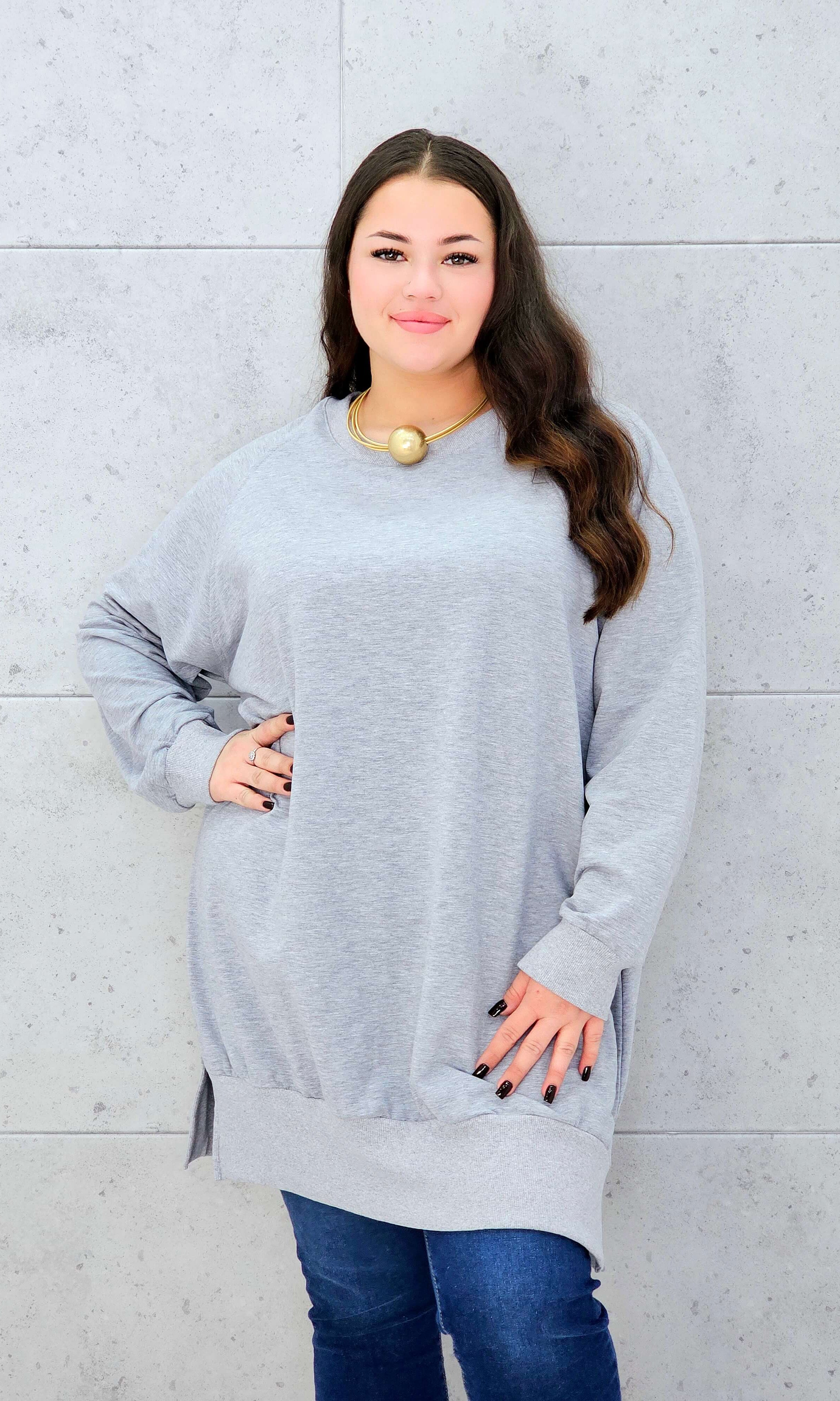 Bluza oversize z rozcięciami po bokach Stylowa XL
