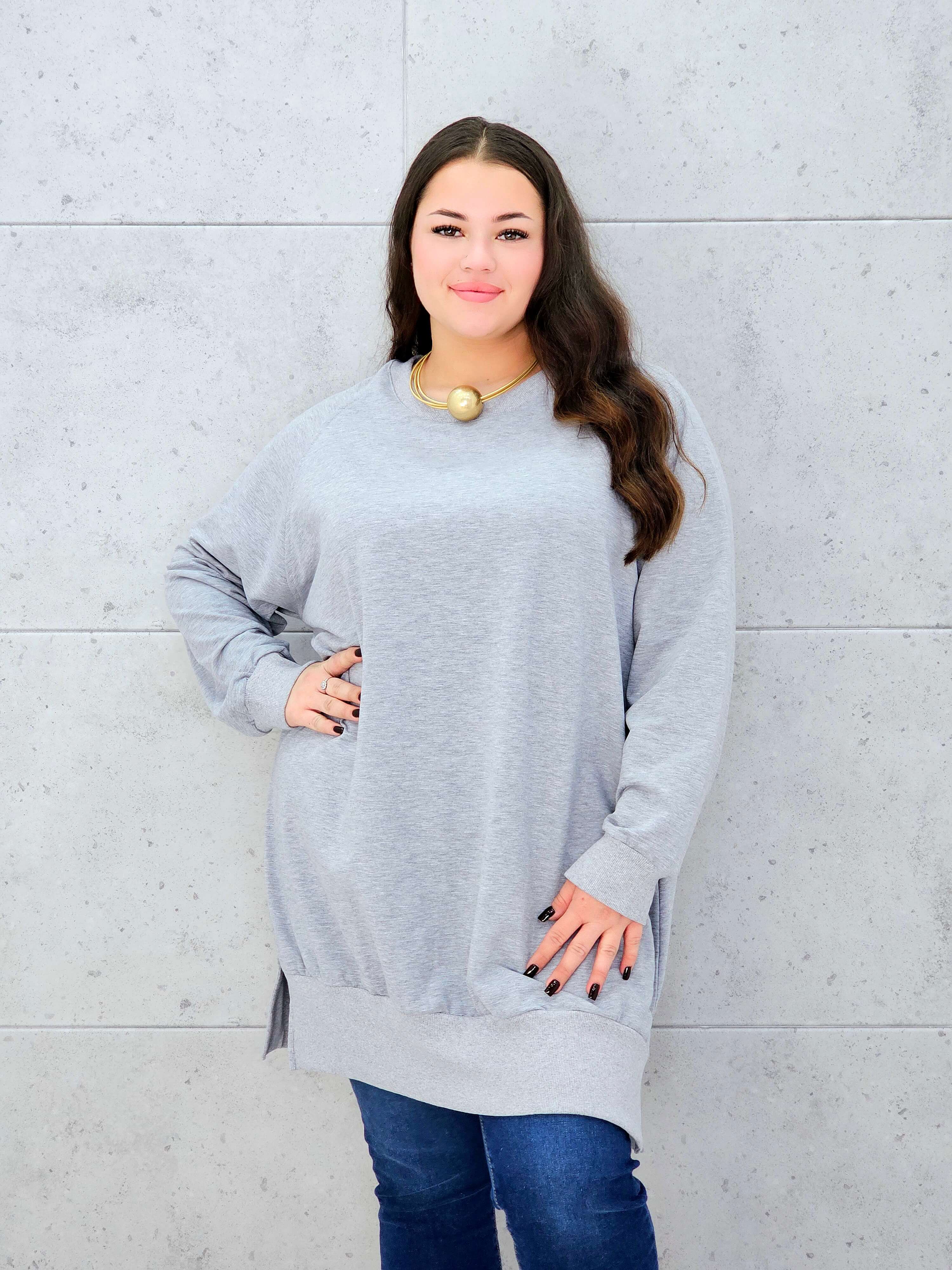 Bluza oversize z rozcięciami po bokach Stylowa XL