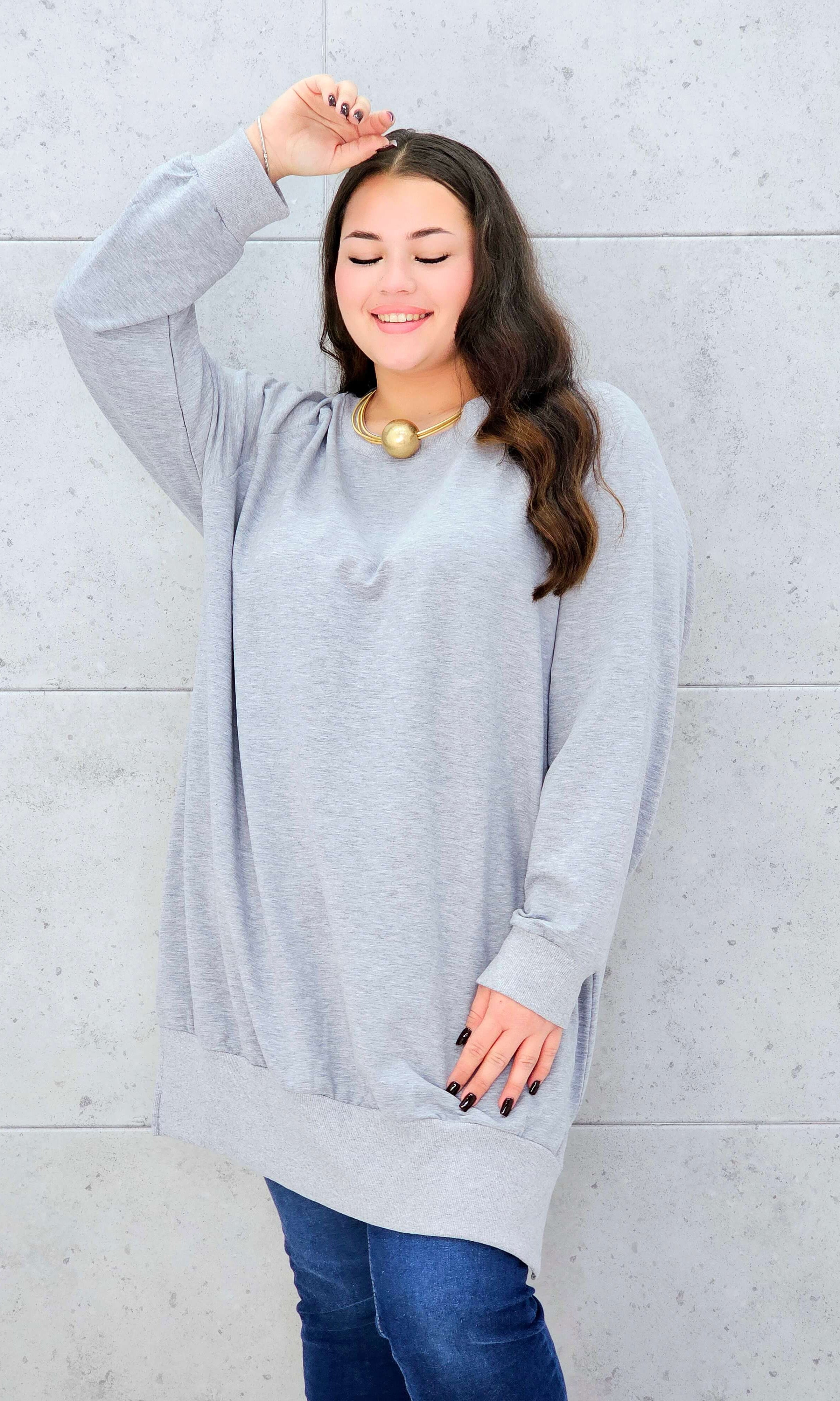 Bluza oversize z rozcięciami po bokach Stylowa XL