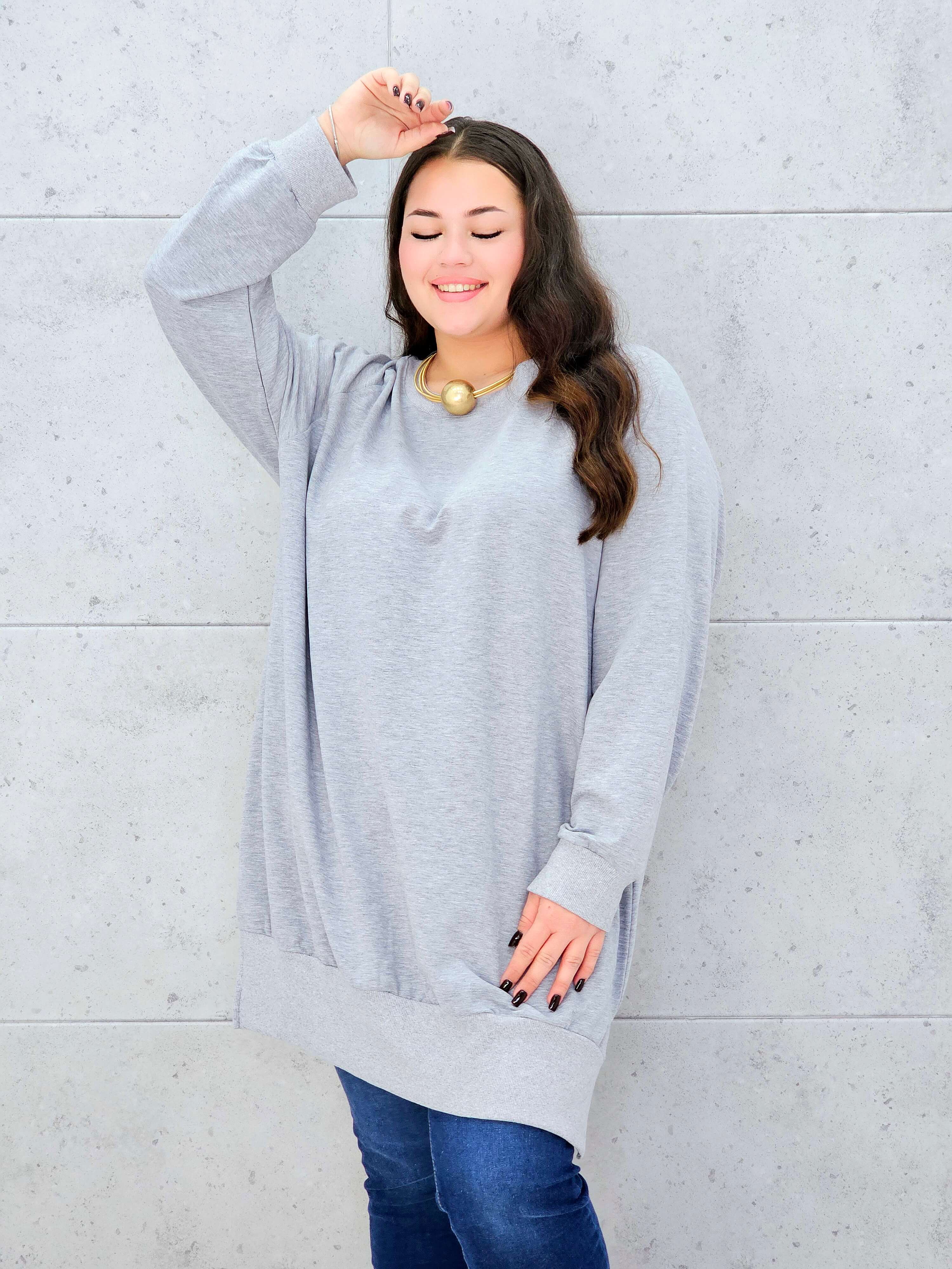 Bluza oversize z rozcięciami po bokach Stylowa XL