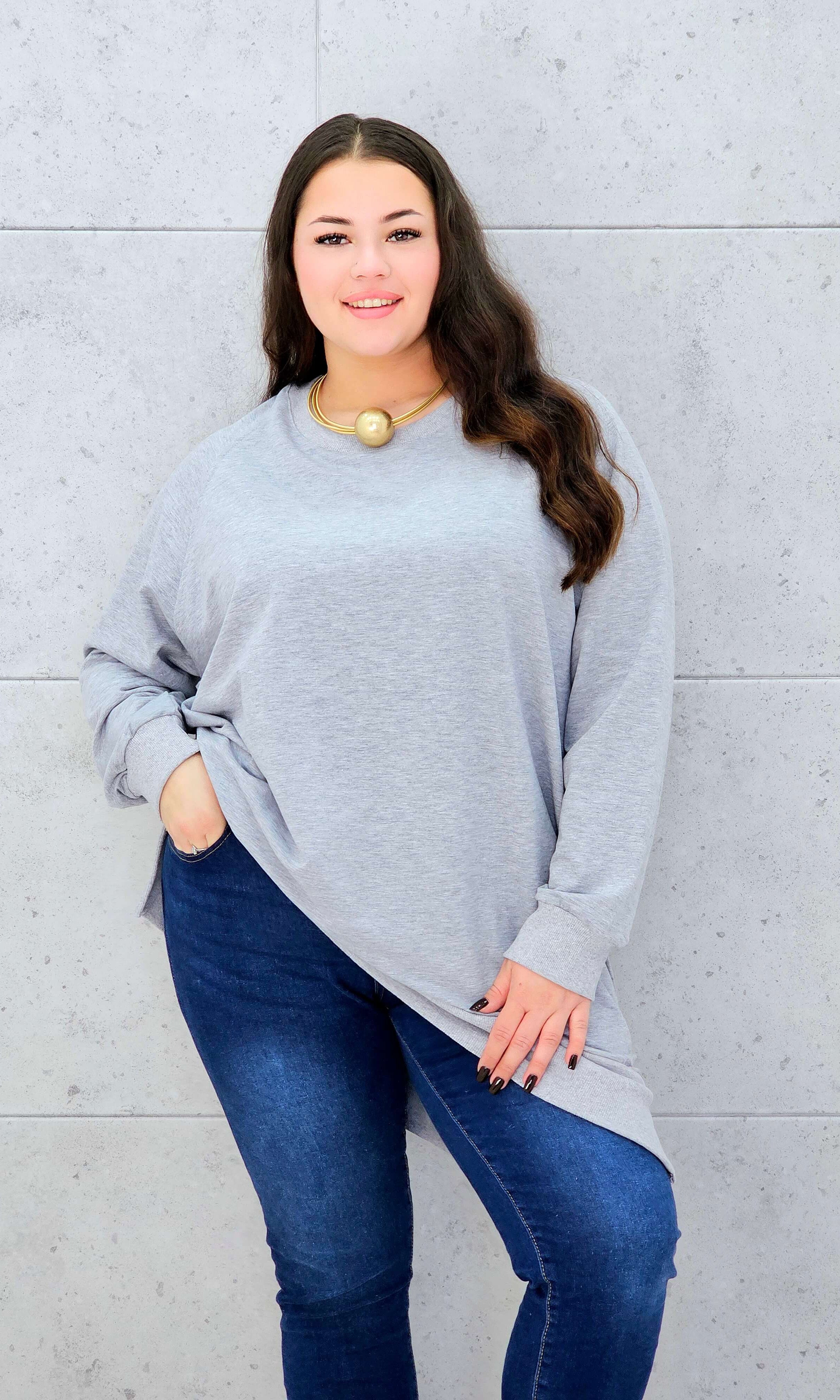 Bluza oversize z rozcięciami po bokach Stylowa XL