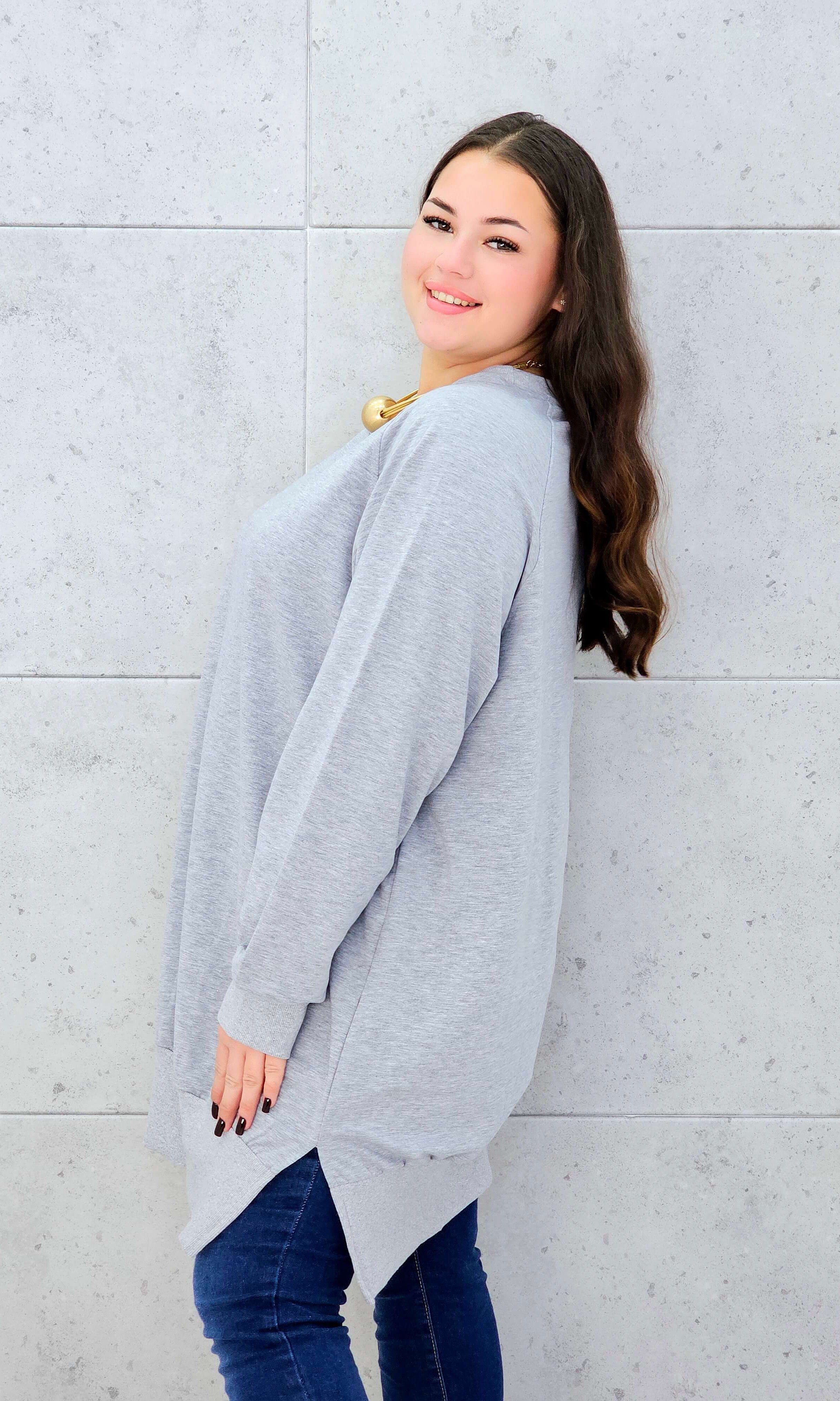 Bluza oversize z rozcięciami po bokach Stylowa XL