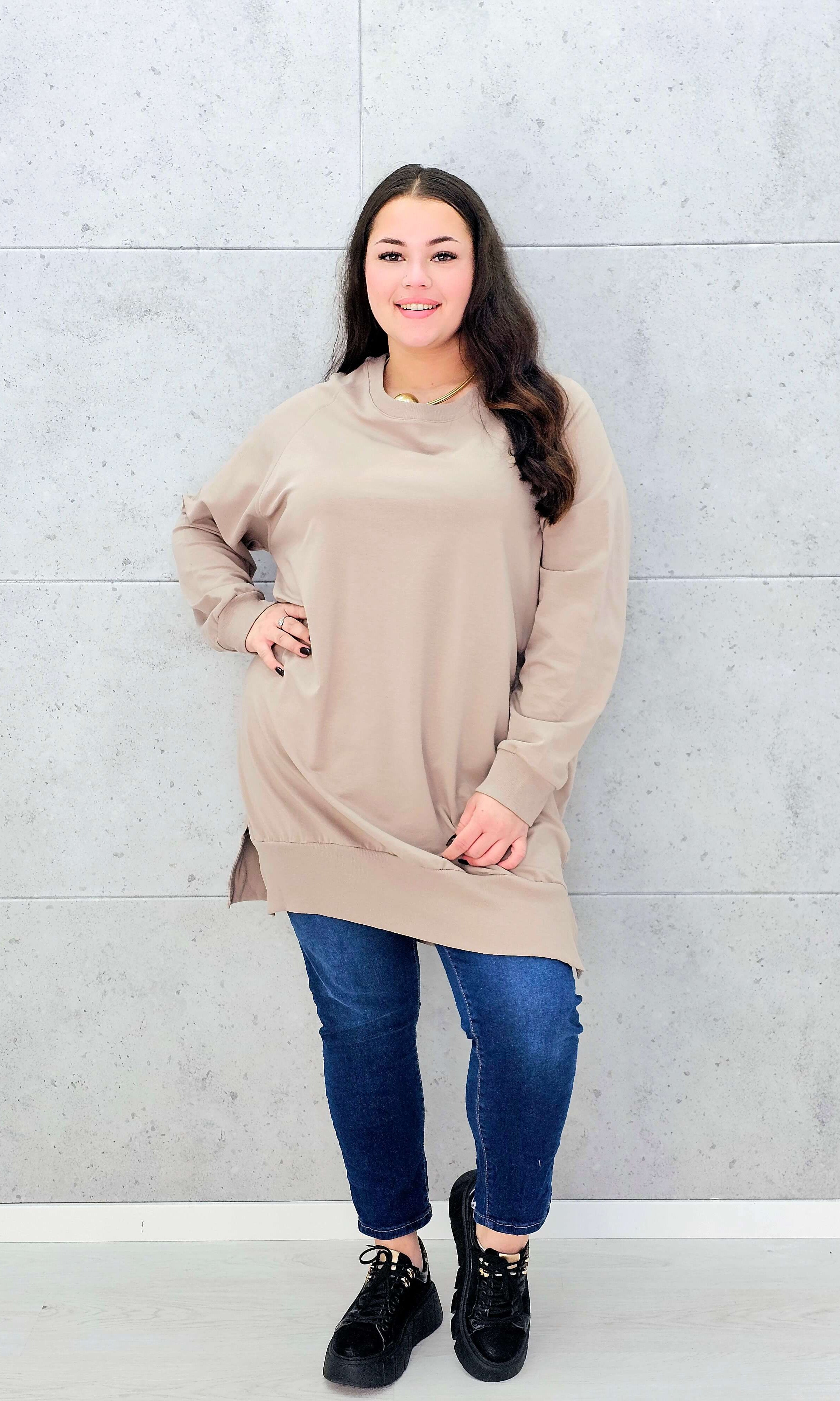 Bluza oversize z rozcięciami po bokach Stylowa XL