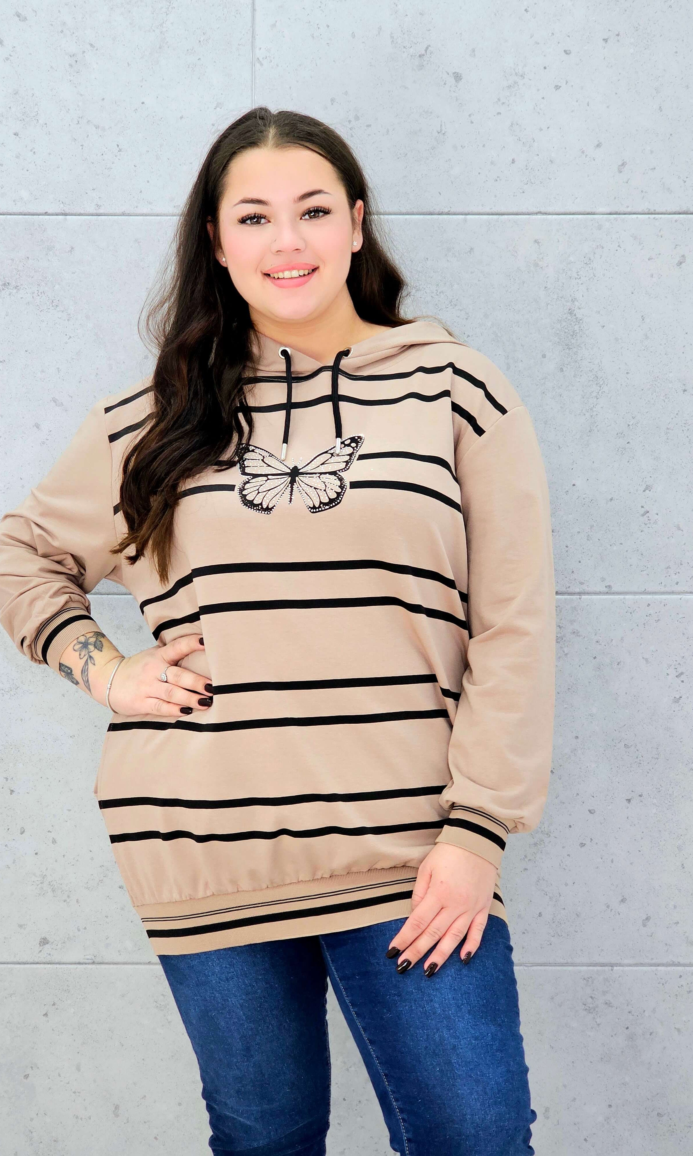 Bluza z kapturem i motywem motyla Stylowa XL