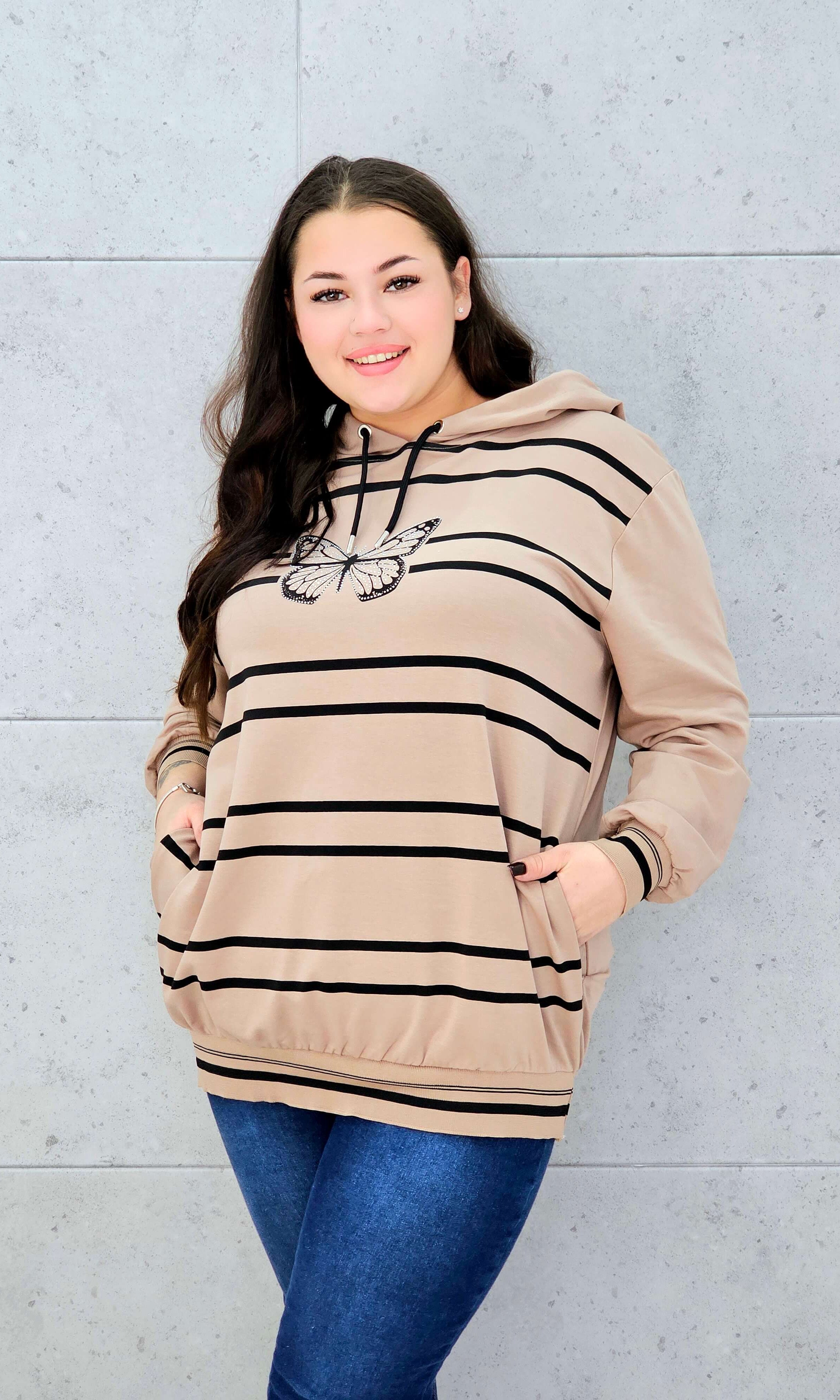 Bluza z kapturem i motywem motyla Stylowa XL