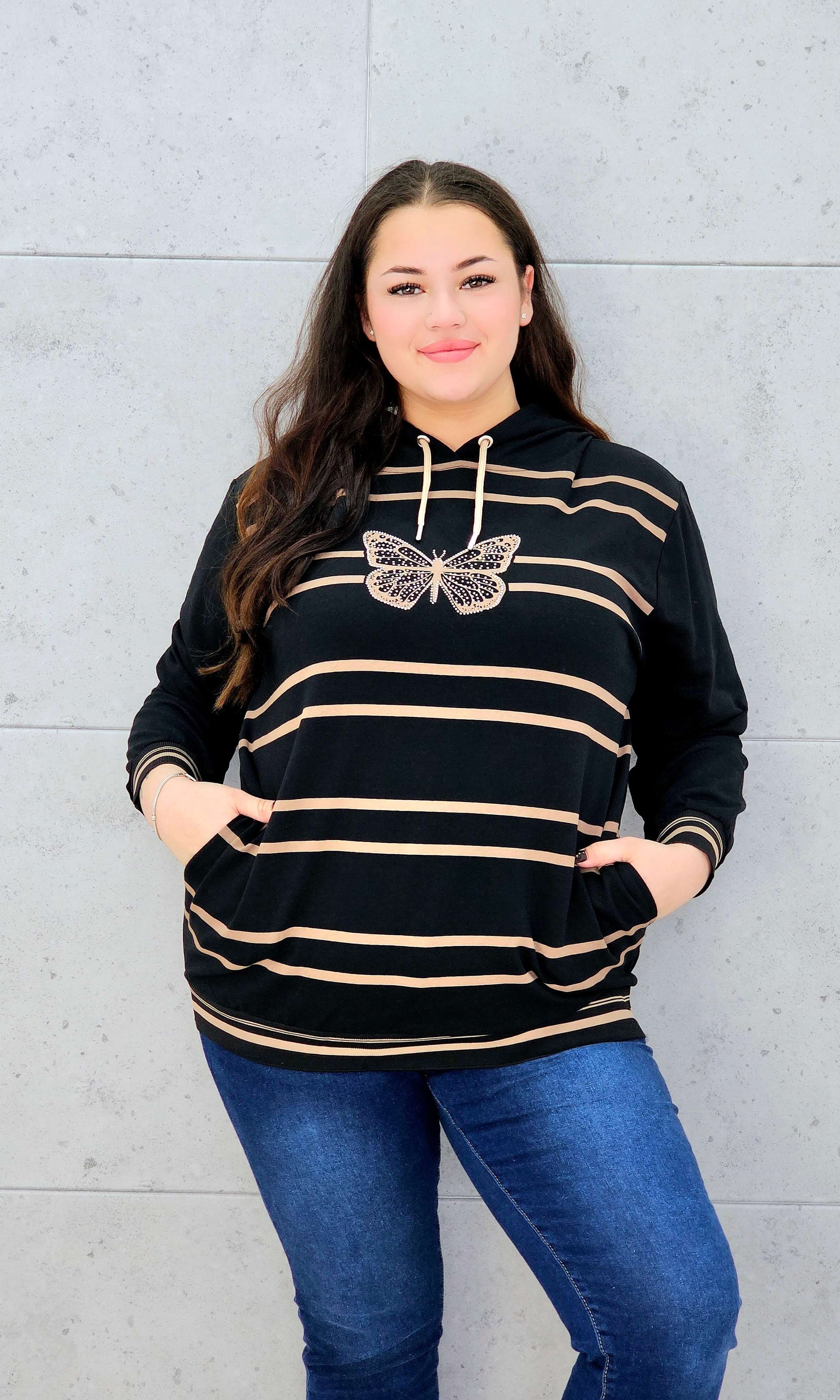 Bluza z kapturem i motywem motyla Stylowa XL