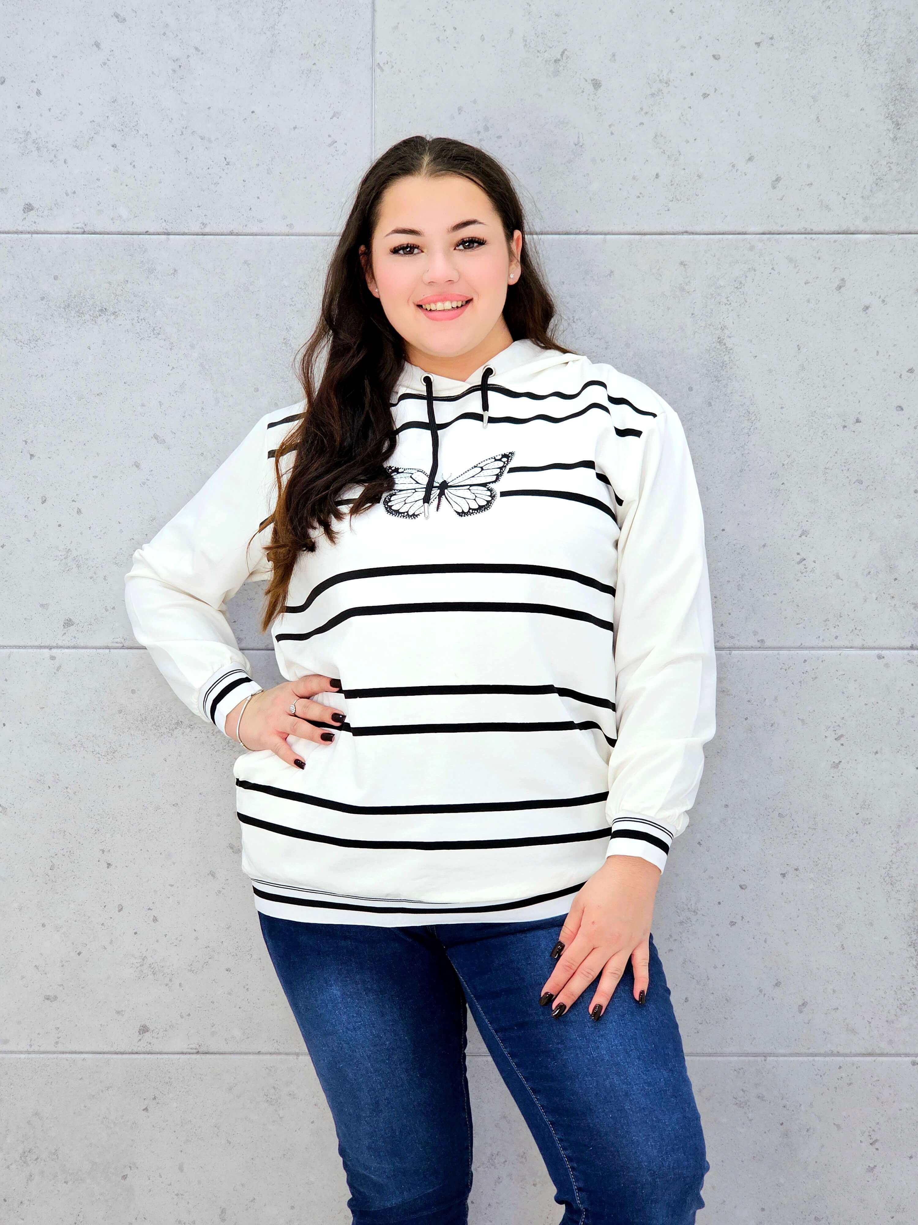 Bluza z kapturem i motywem motyla Stylowa XL