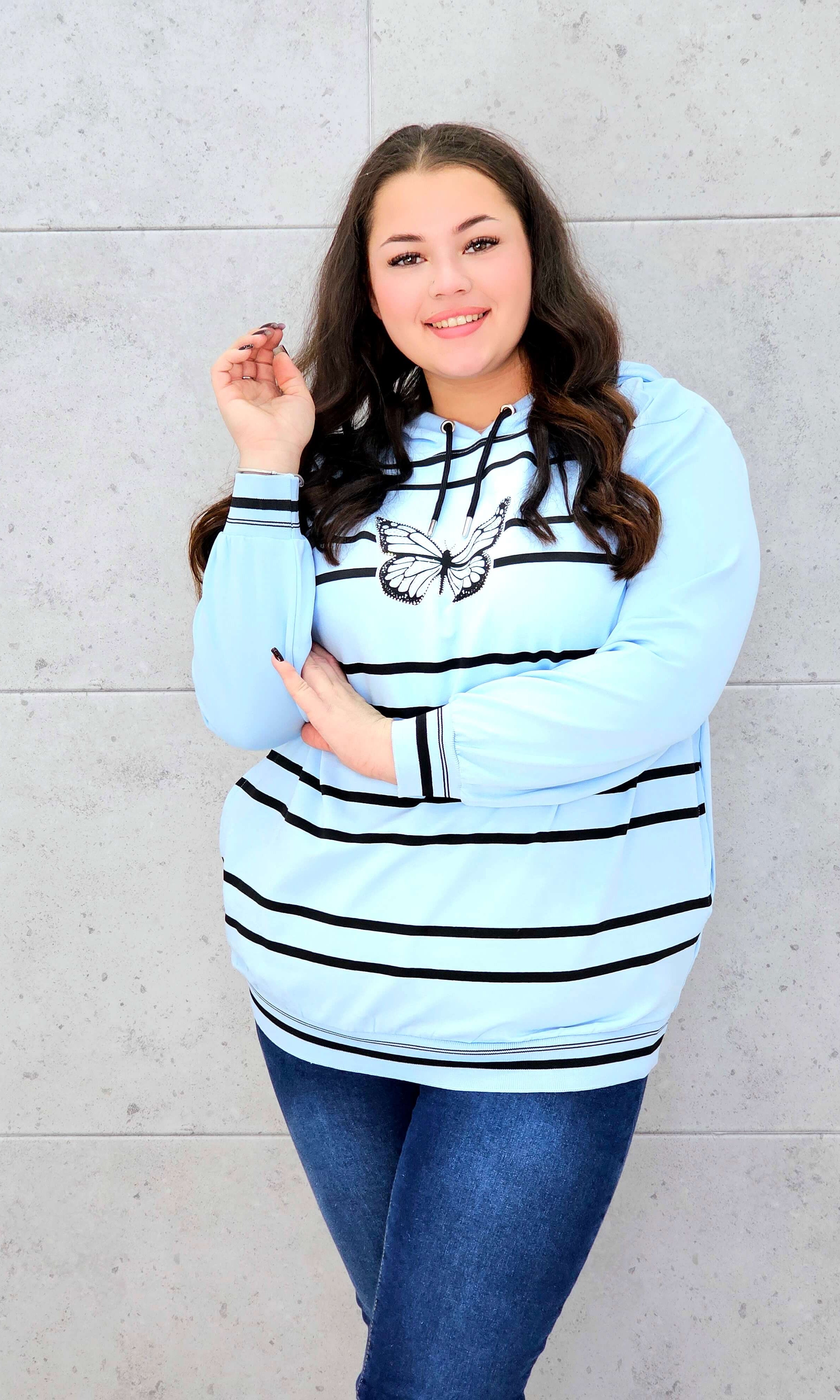 Bluza z kapturem i motywem motyla Stylowa XL