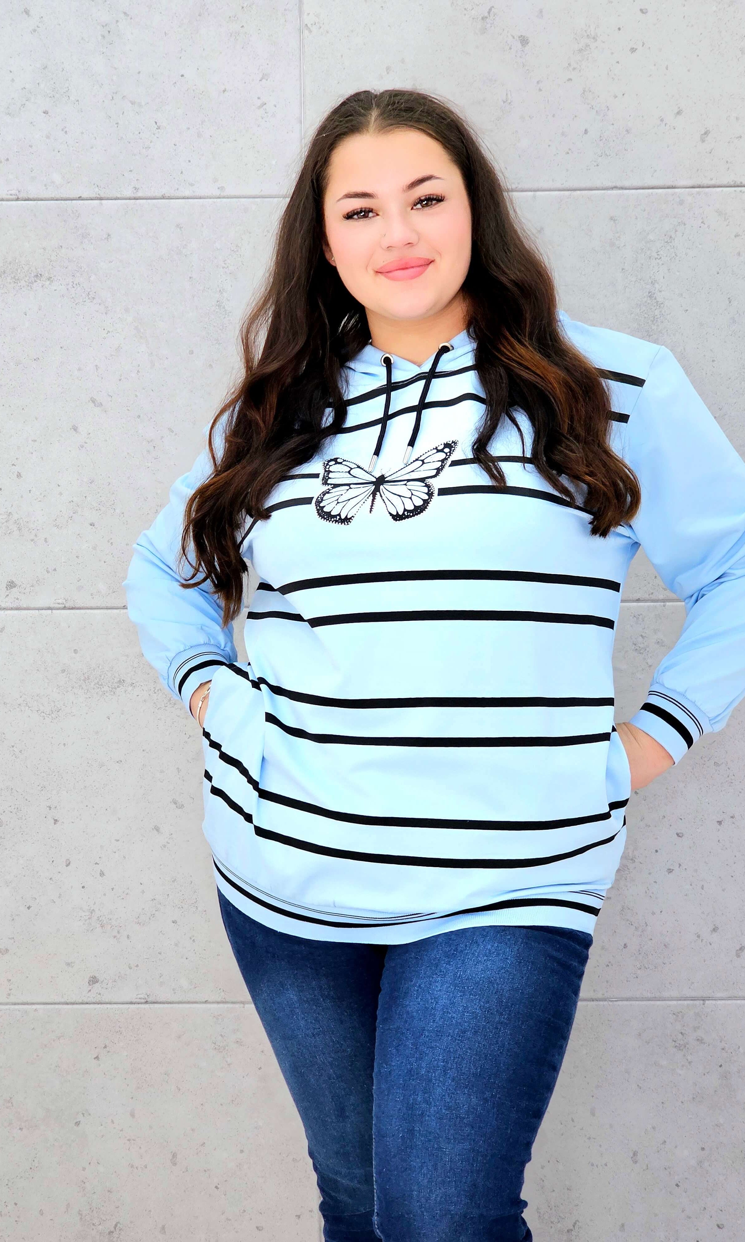 Bluza z kapturem i motywem motyla Stylowa XL