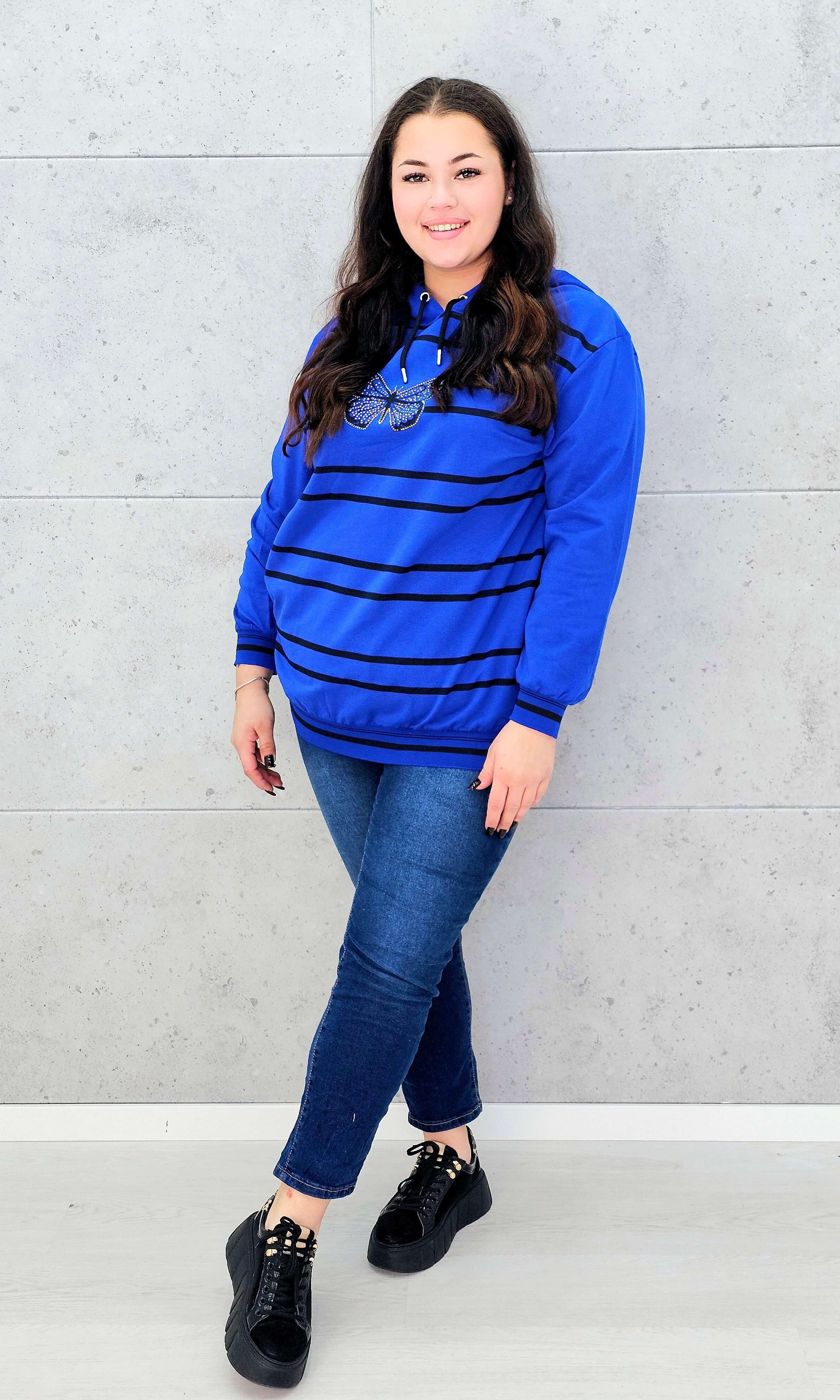 Bluza z kapturem i motywem motyla Stylowa XL