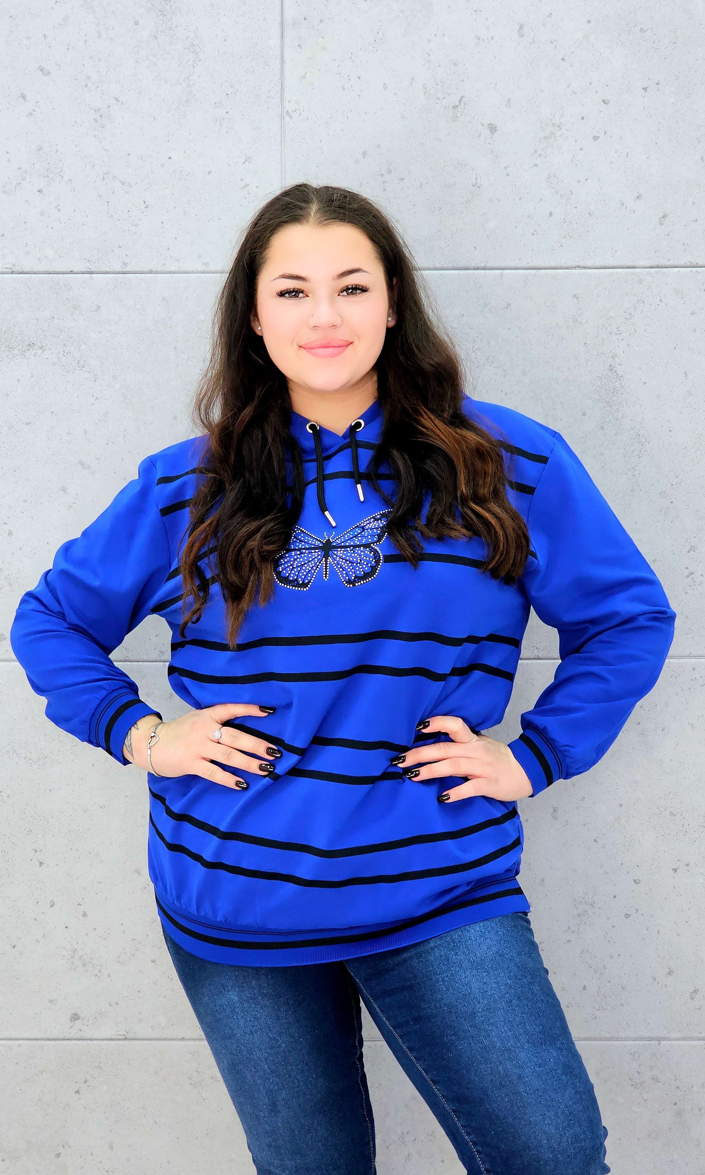 Bluza z kapturem i motywem motyla Stylowa XL