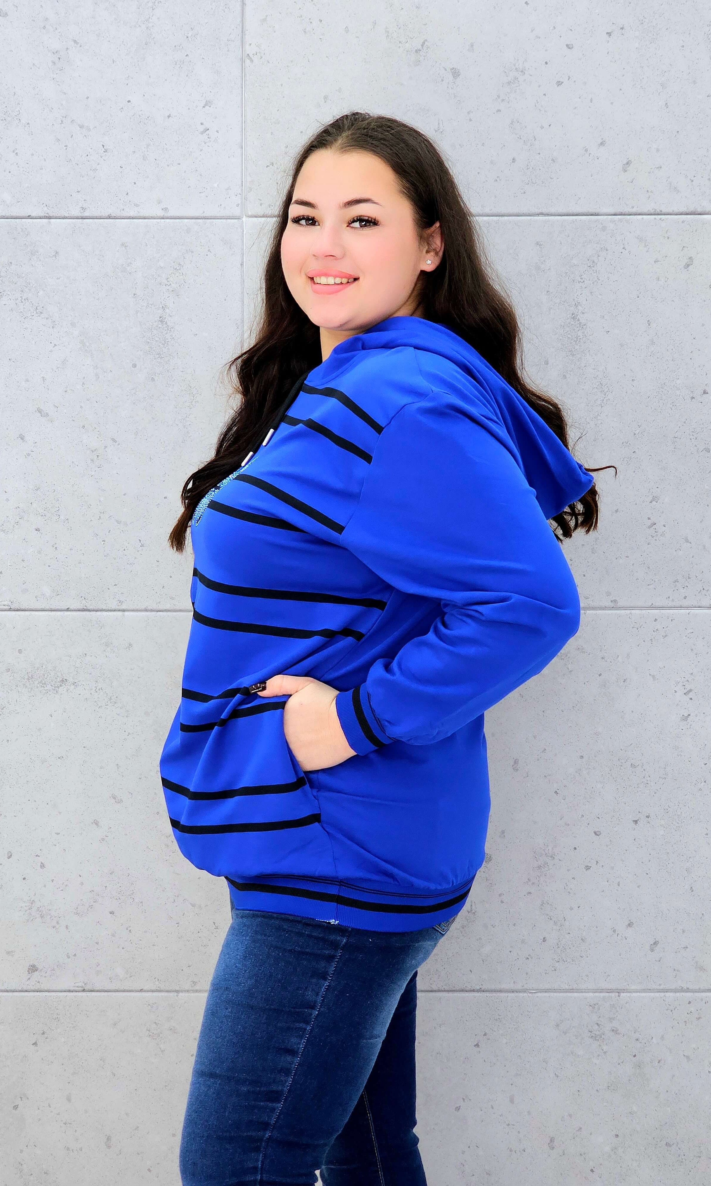 Bluza z kapturem i motywem motyla Stylowa XL