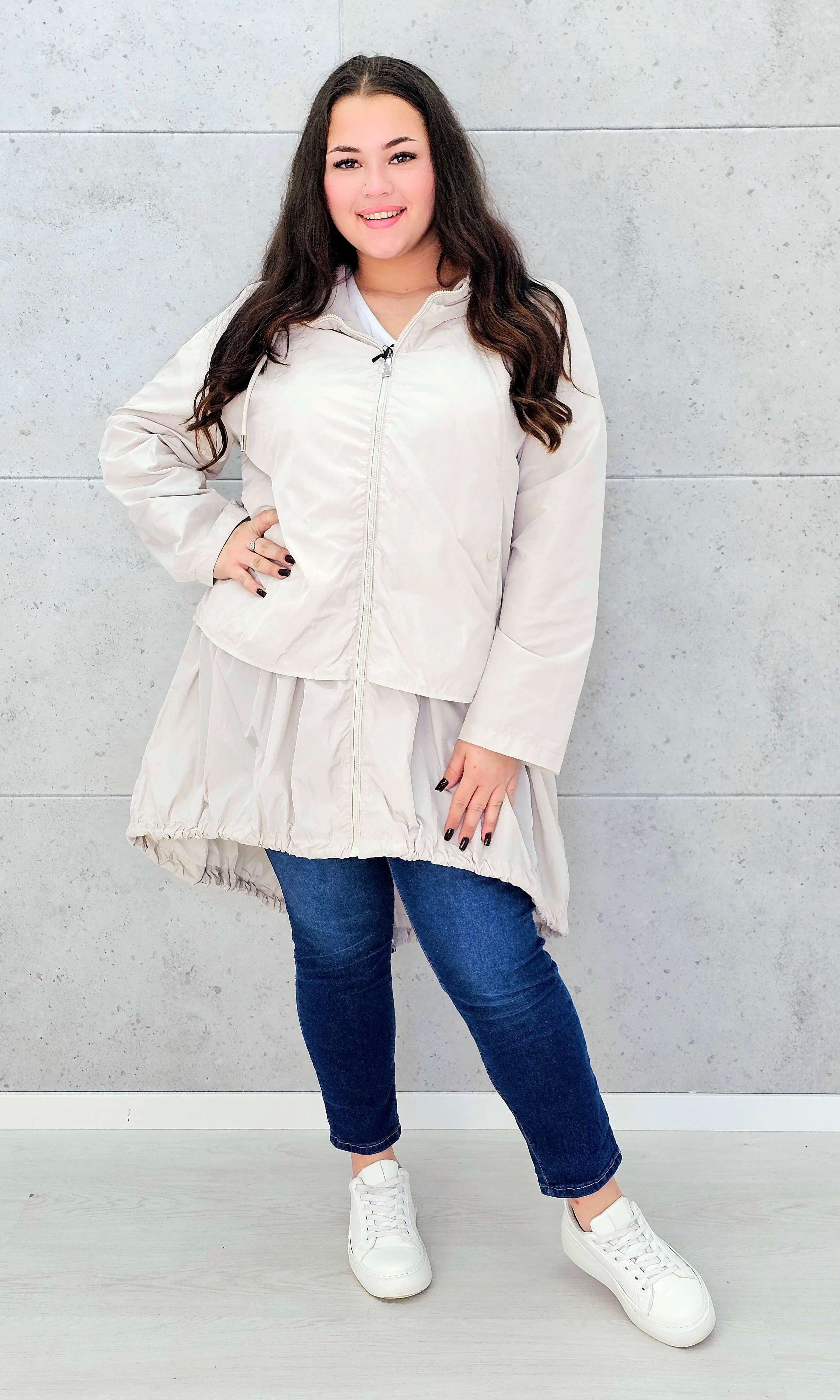 Asymetryczna kurtka-parka z kapturem Stylowa XL