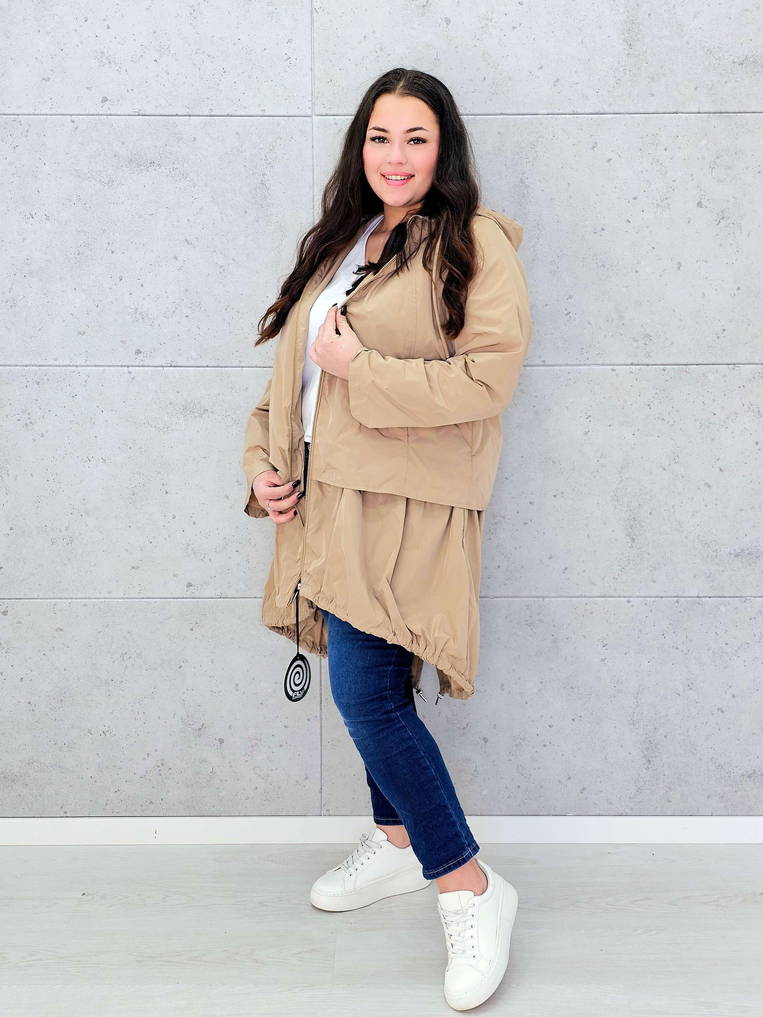 Asymetryczna kurtka-parka z kapturem Stylowa XL