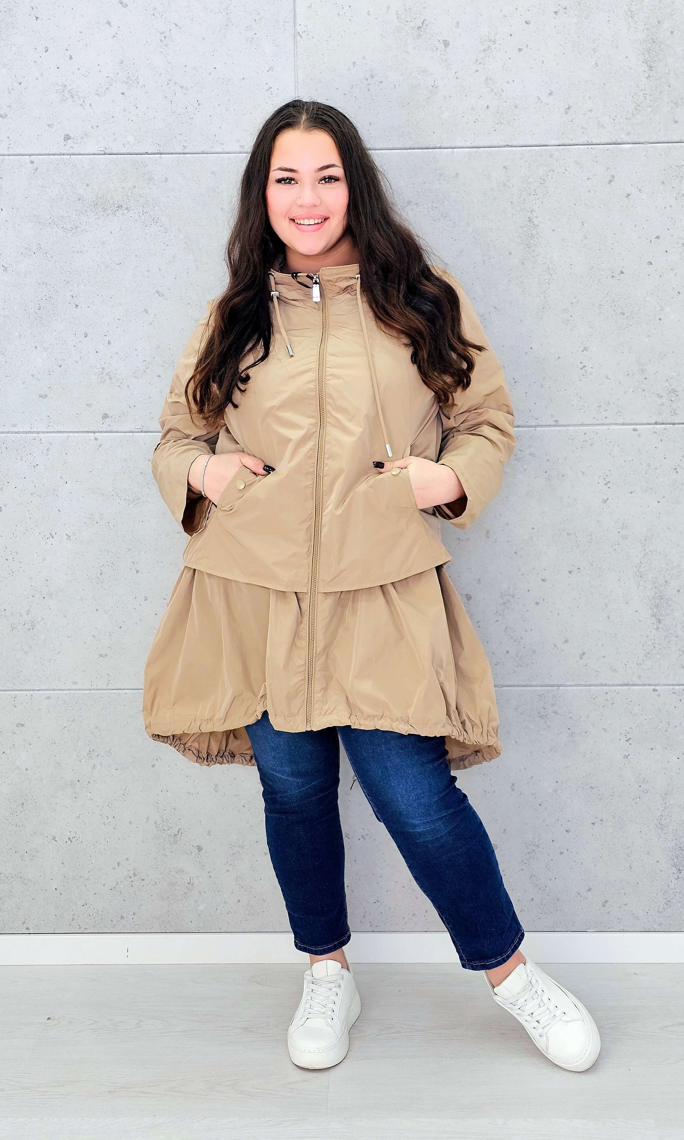 Asymetryczna kurtka-parka z kapturem Stylowa XL